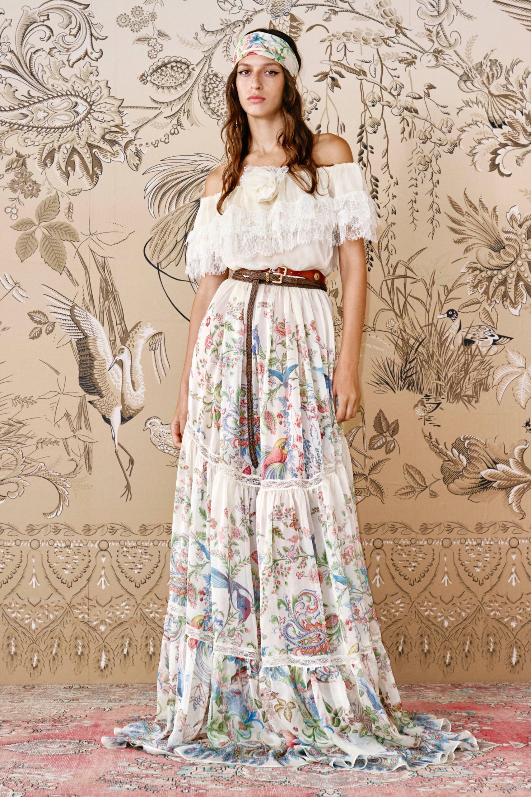 white multi floral gown