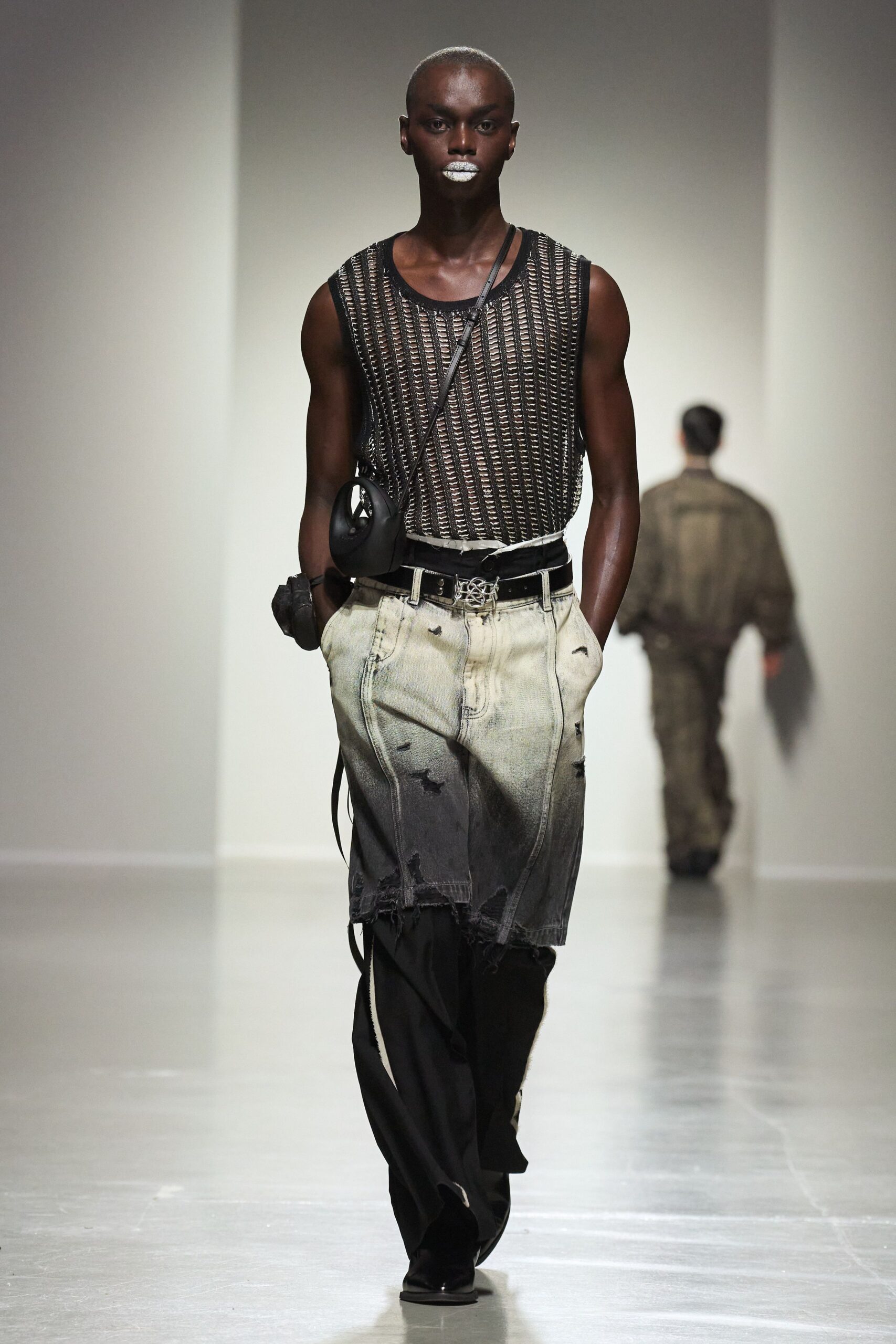 gray denim relaxed distressed pants