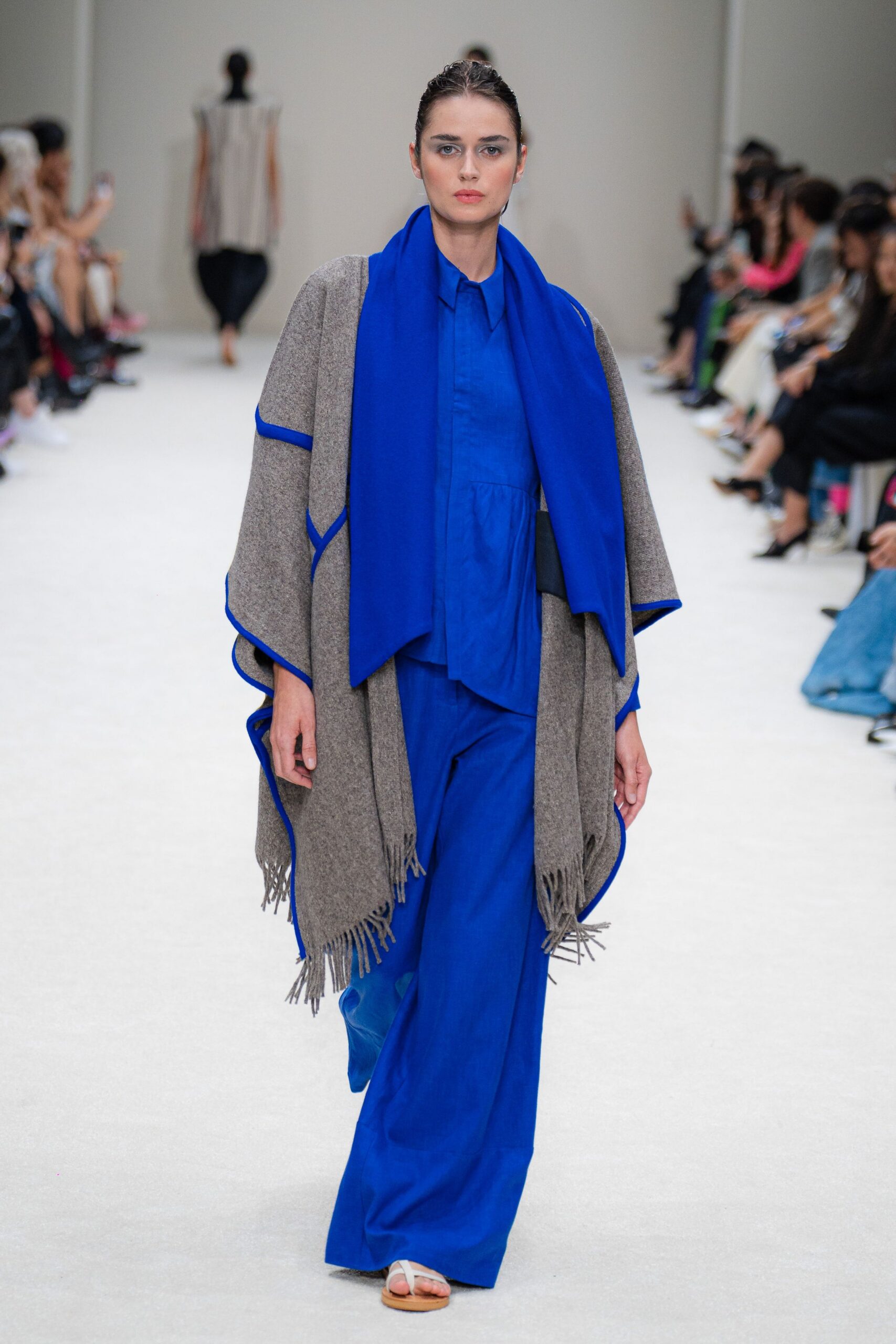 blue cotton relaxed high-waisted wide-leg pants