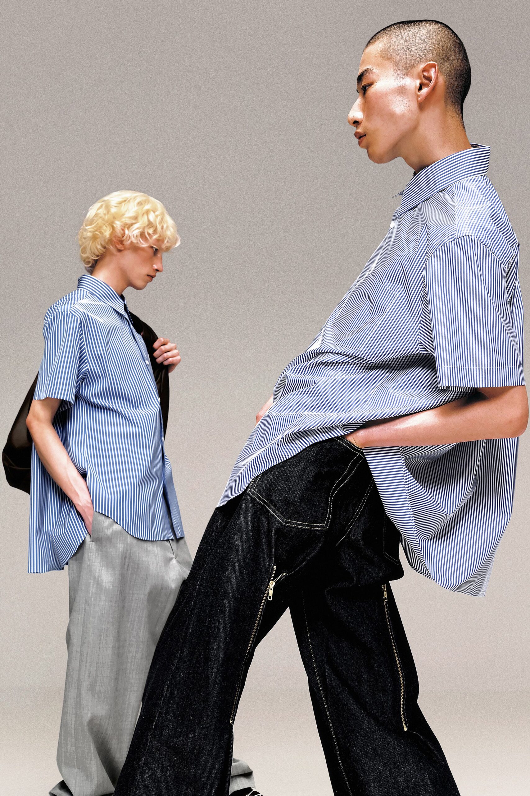 striped shirts with wide-leg pants