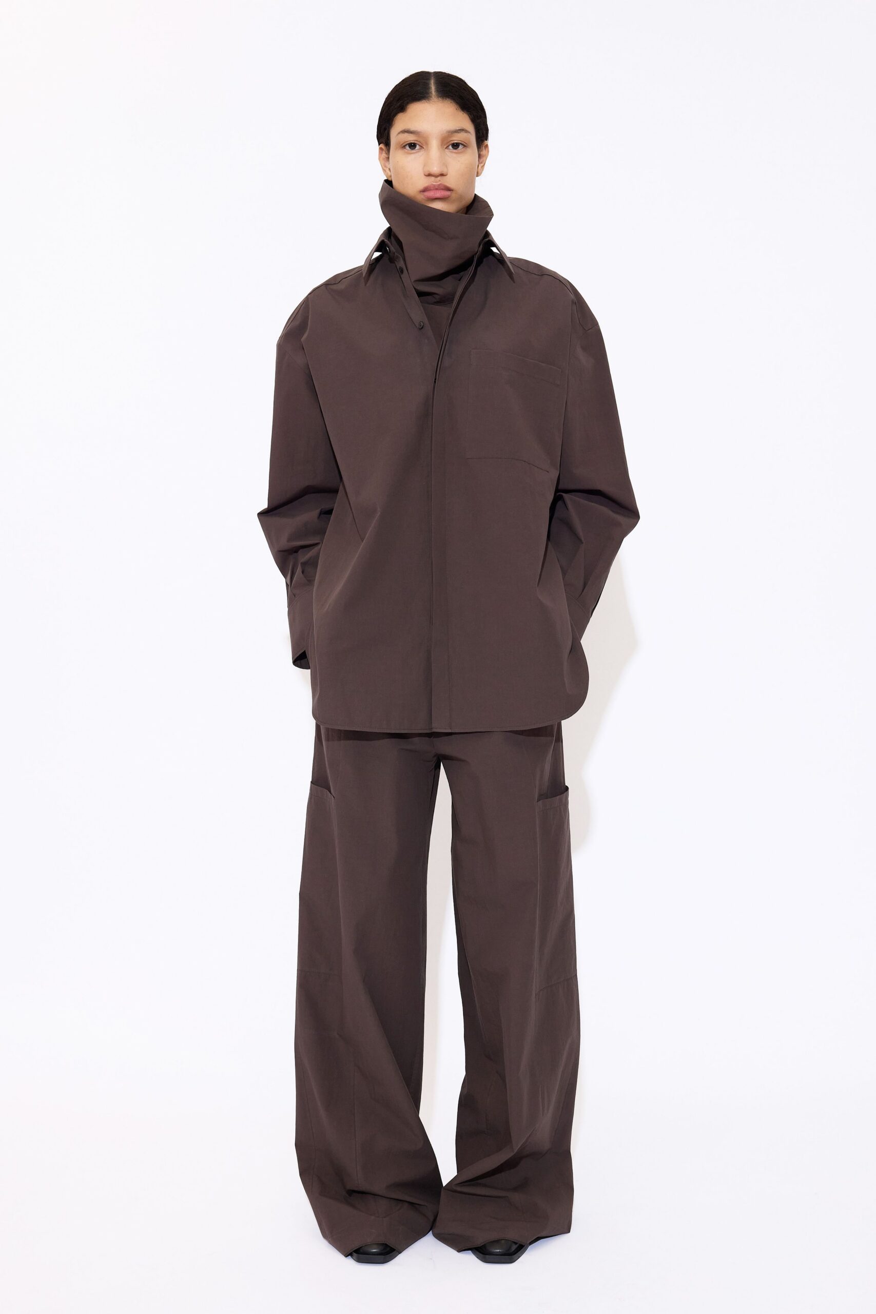 brown relaxed shirt and pants