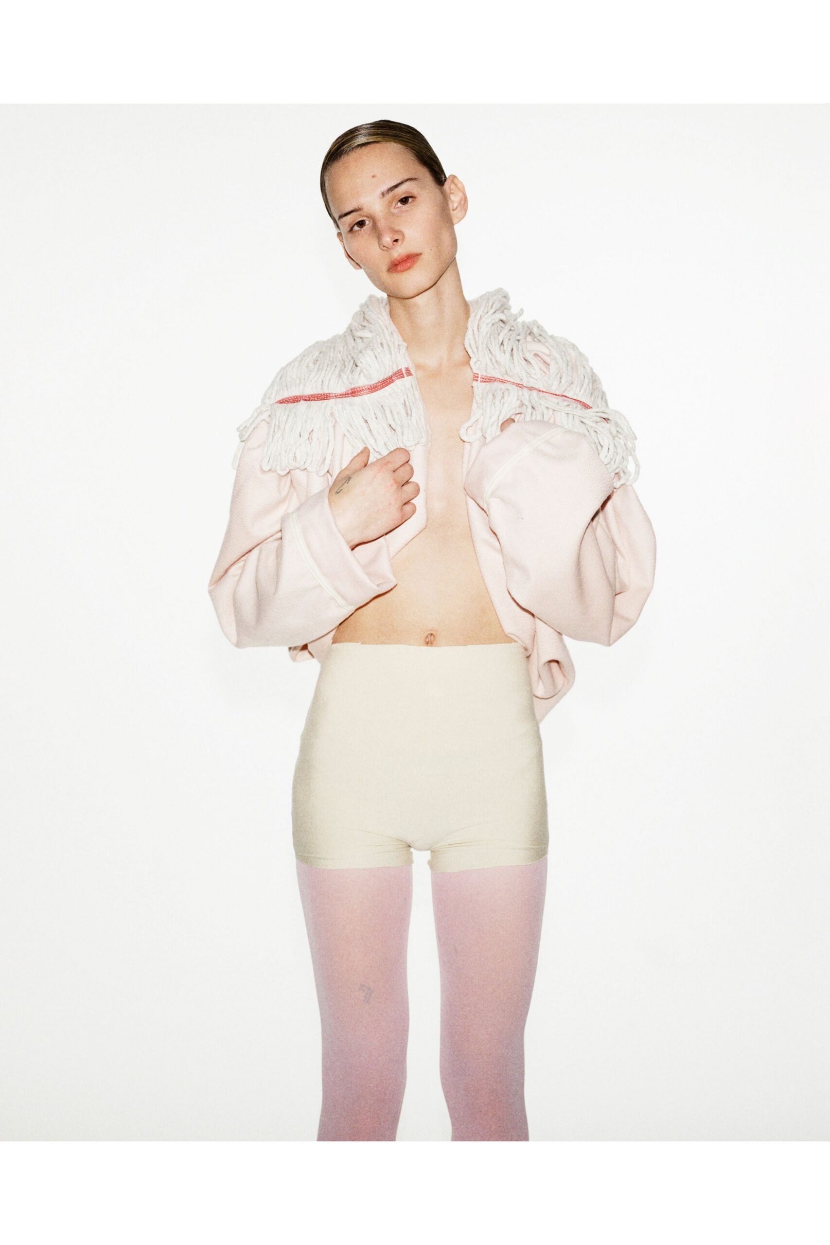 pink cotton fitted leggings