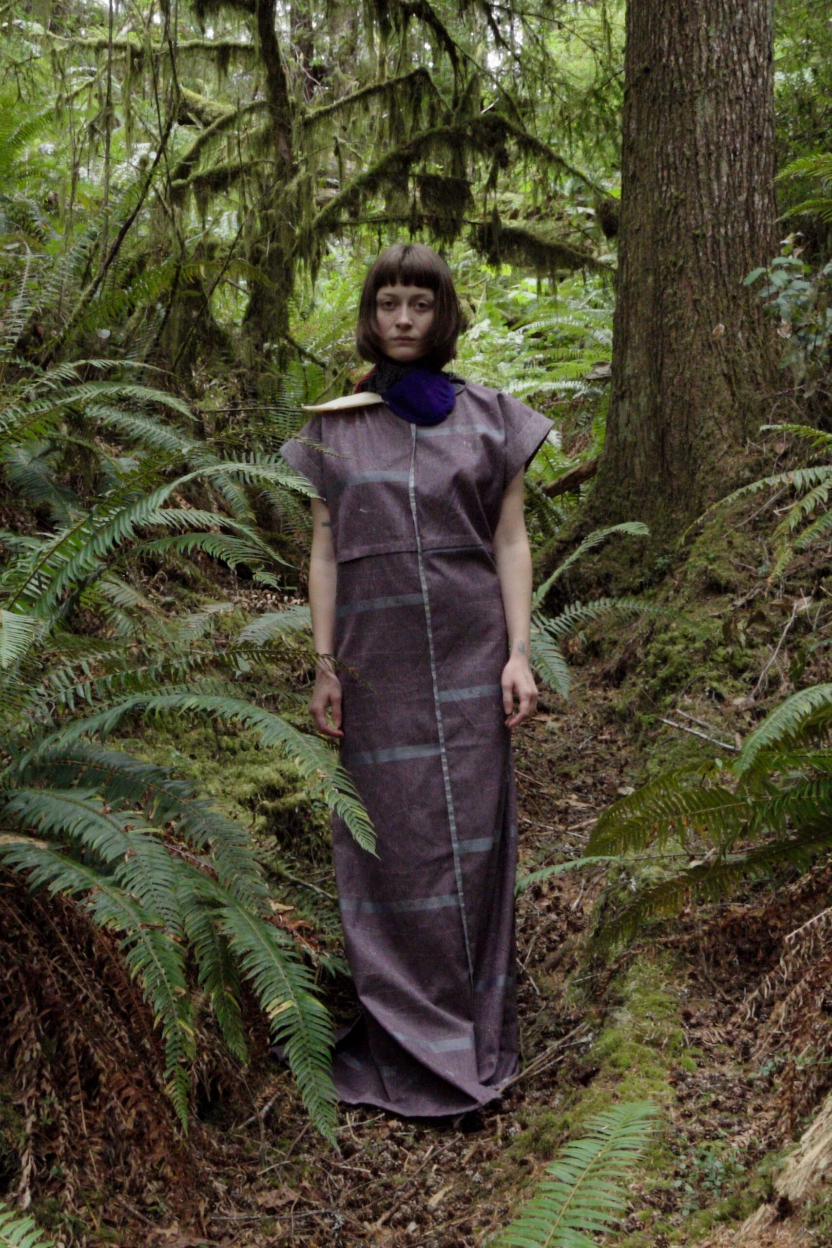 purple cotton sleeveless gown
