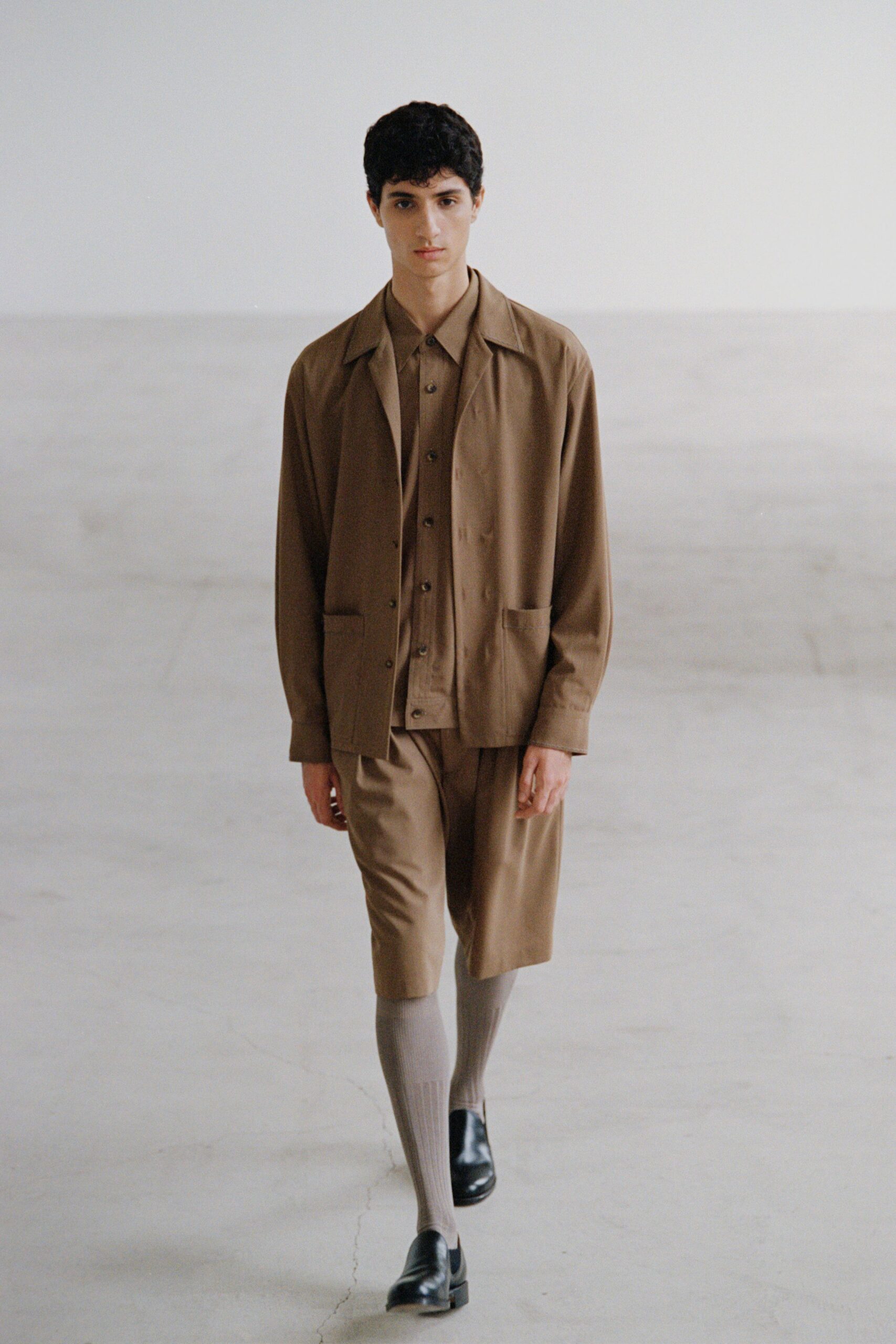 brown cotton shirt and shorts