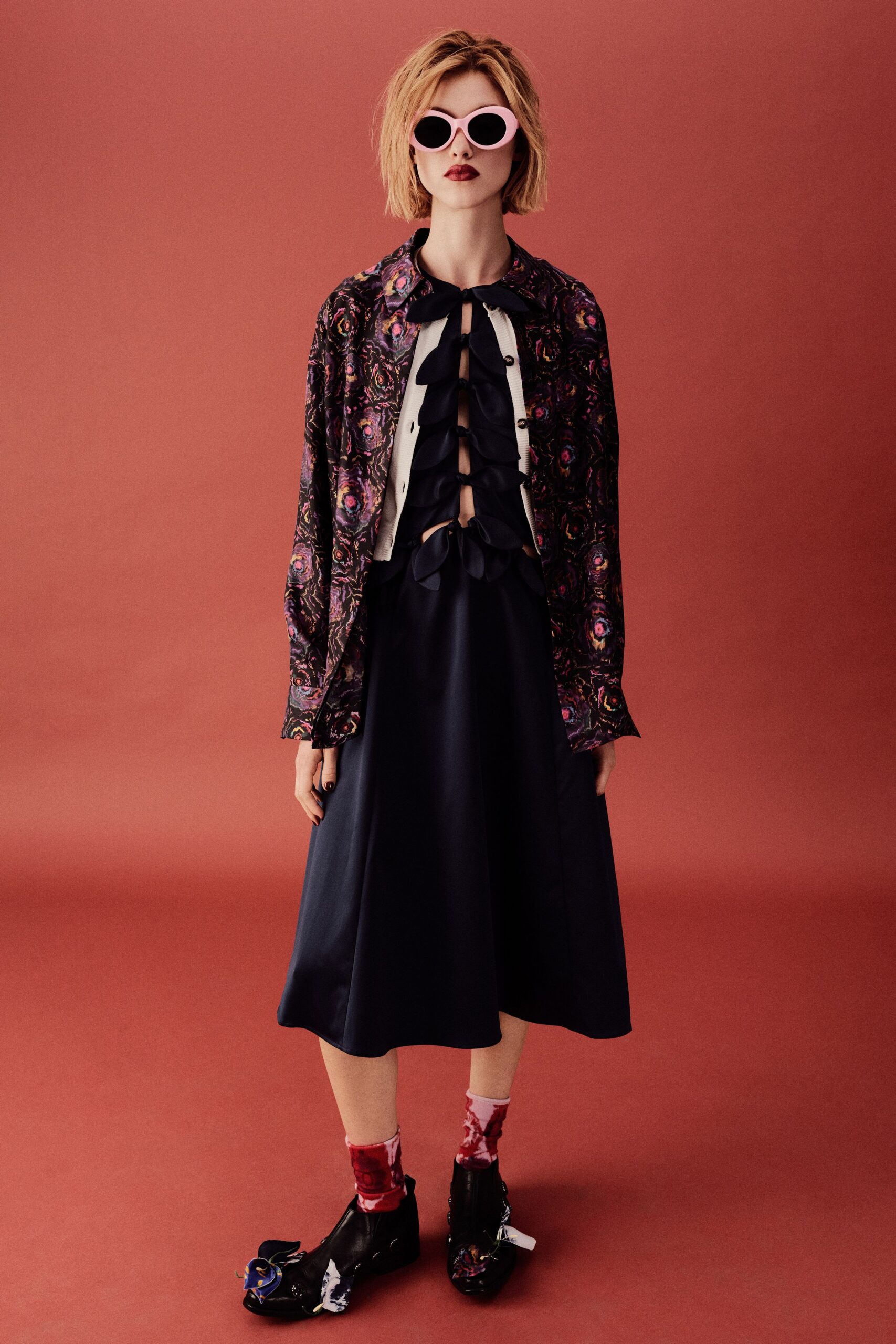 embroidered black jacket and dress