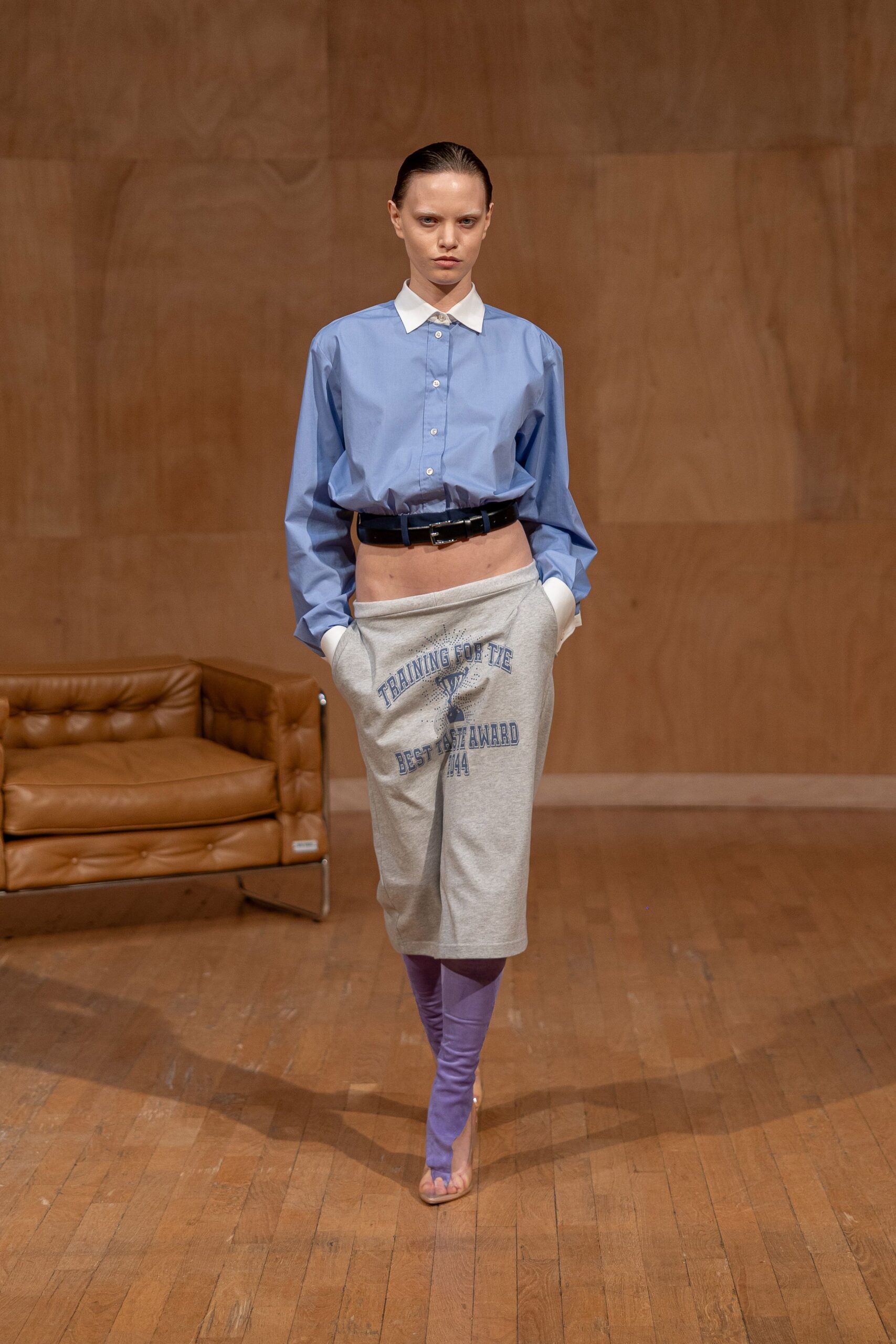 gray cotton fitted printed skirt
