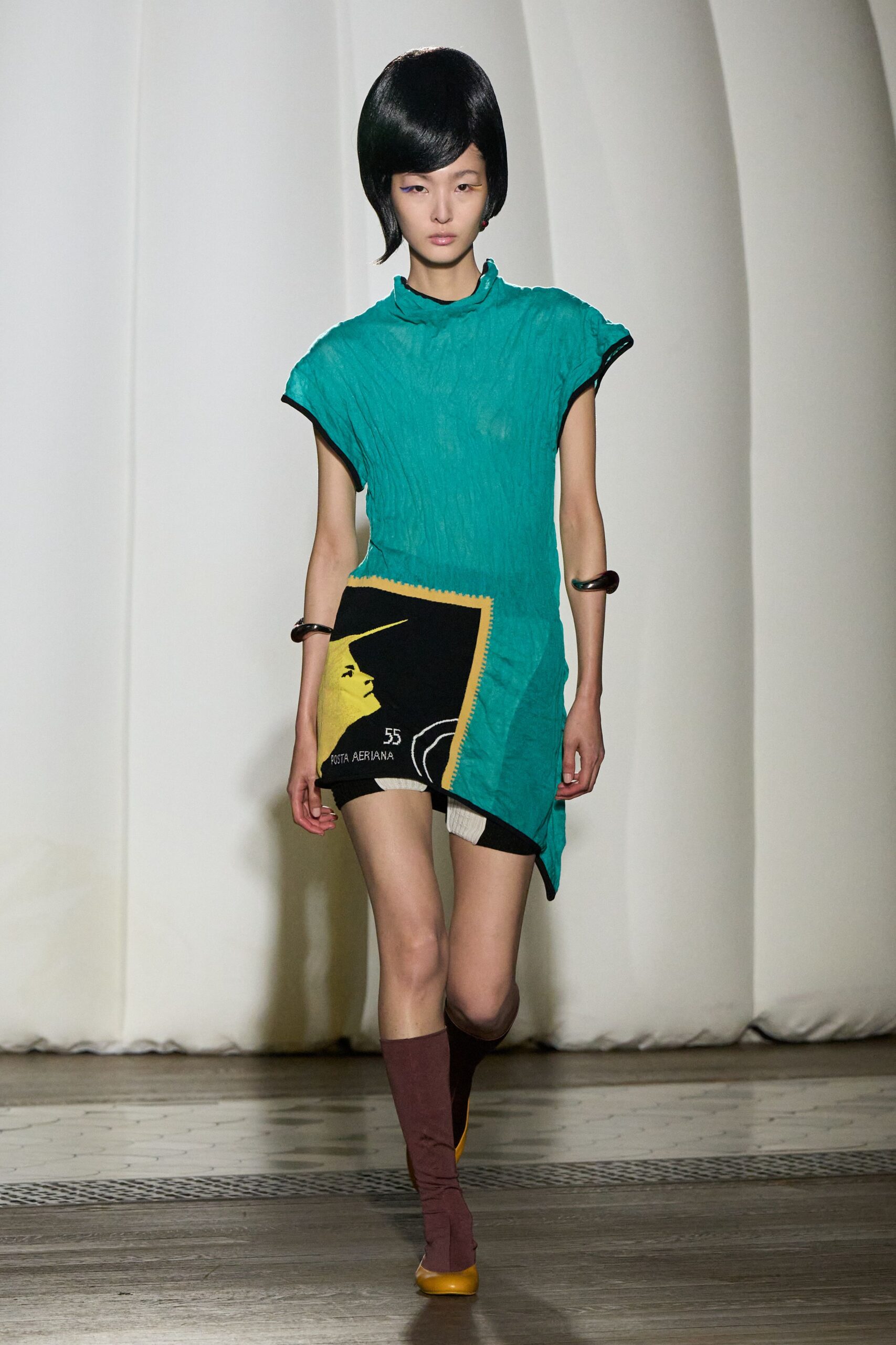 teal cotton sleeveless asymmetric fitted layered printed dress