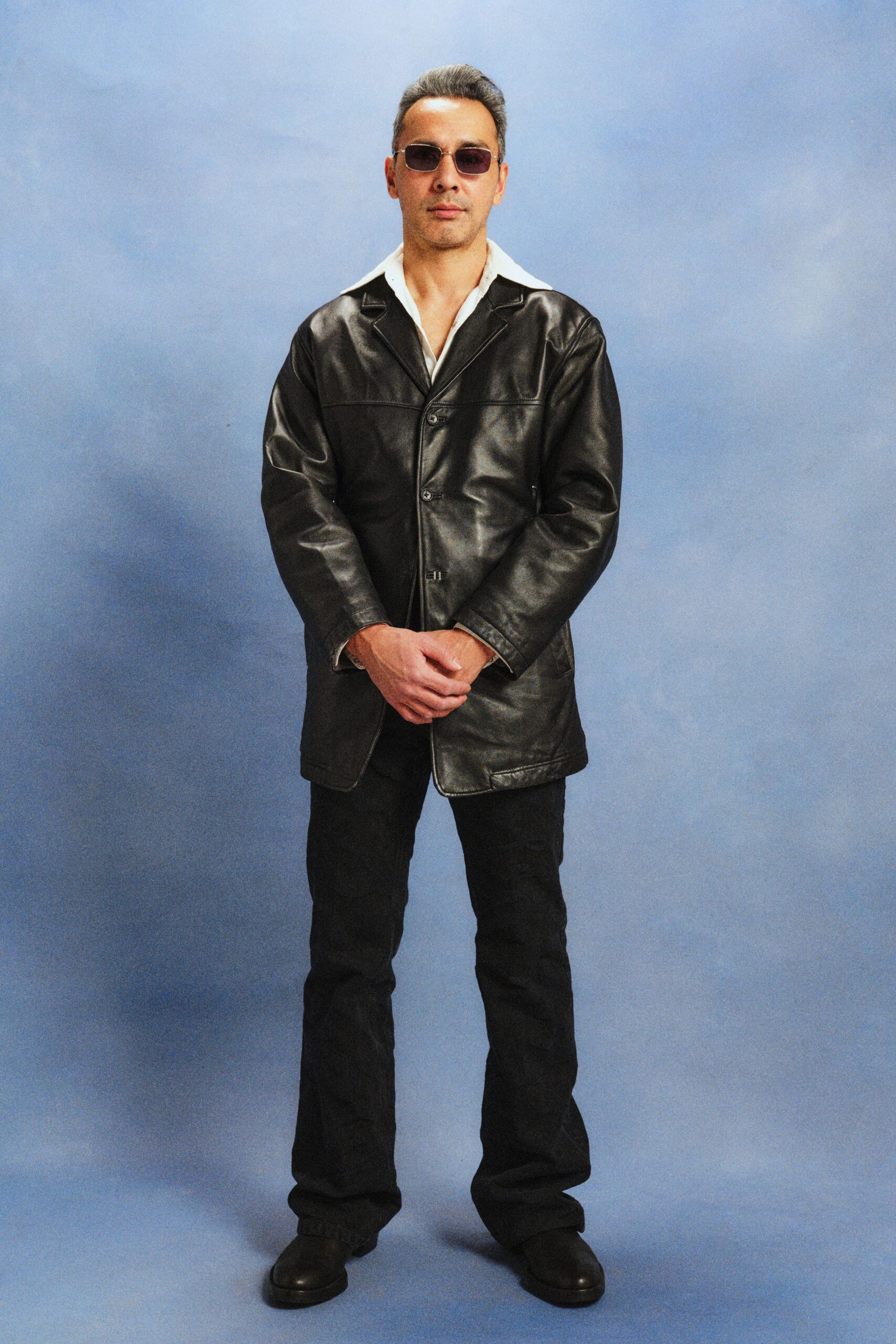 black leather jacket and pants