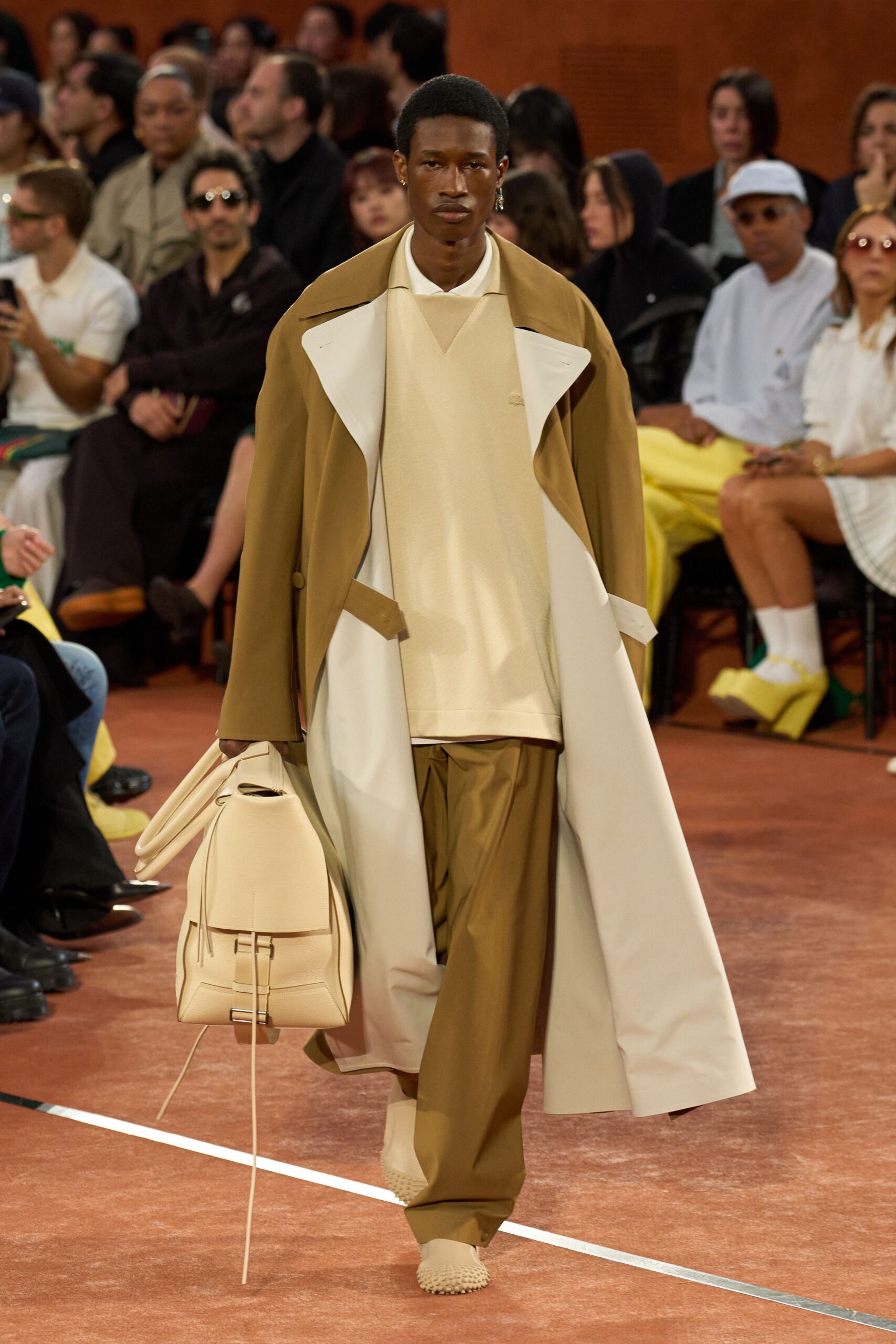 beige relaxed coat and pants