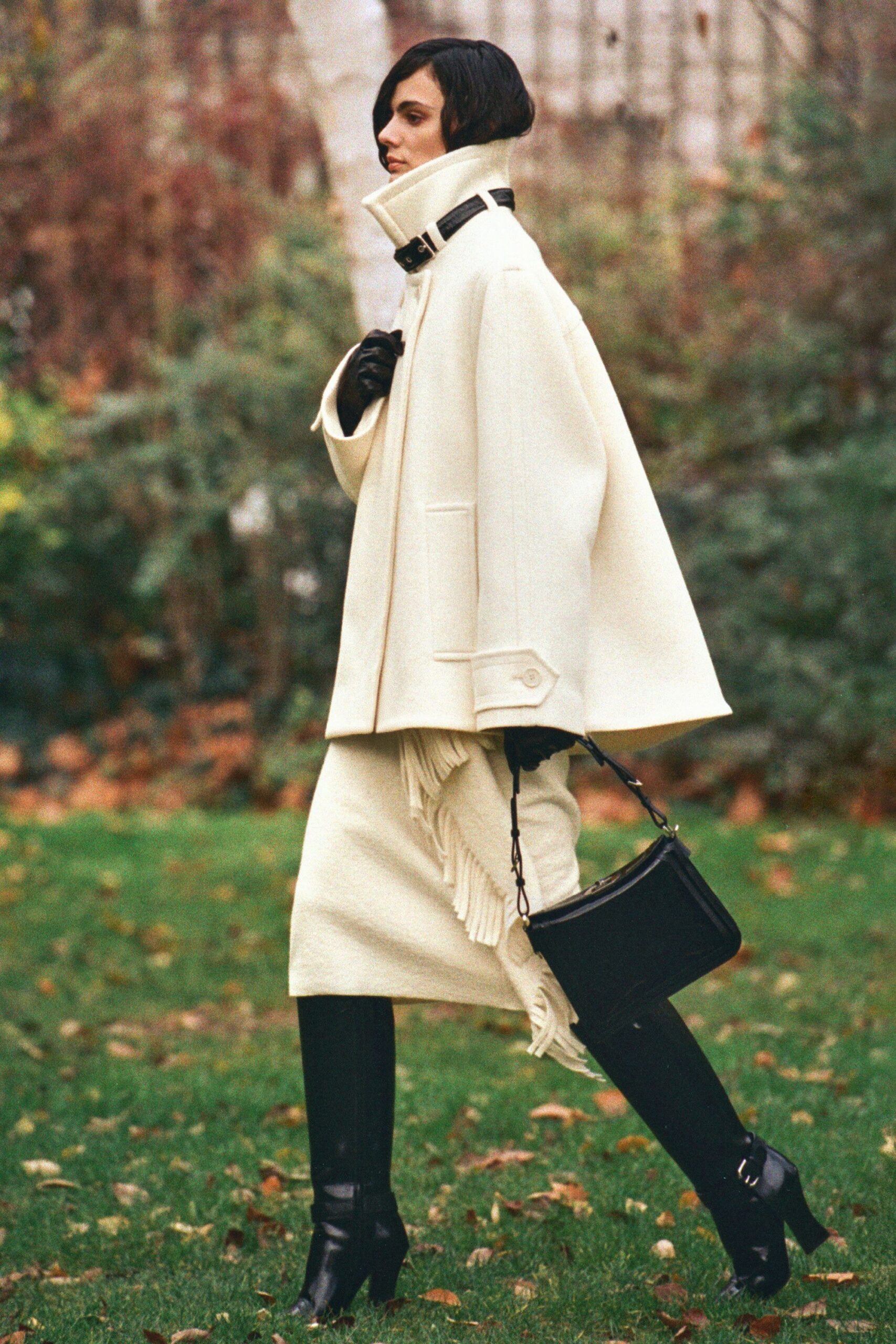 white wool fitted midi skirt