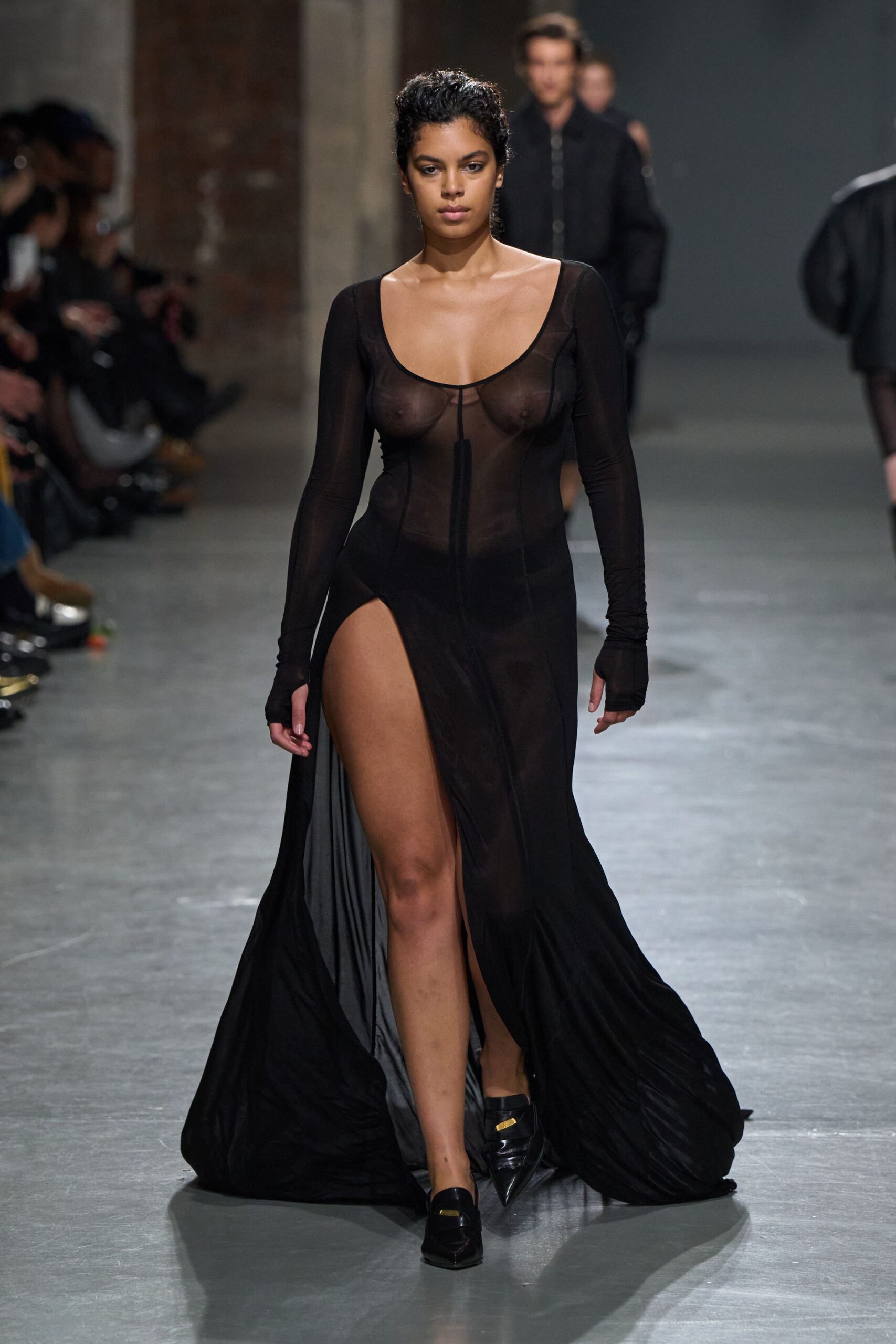 black mesh sleeveless v-neck fitted layered sheer dress