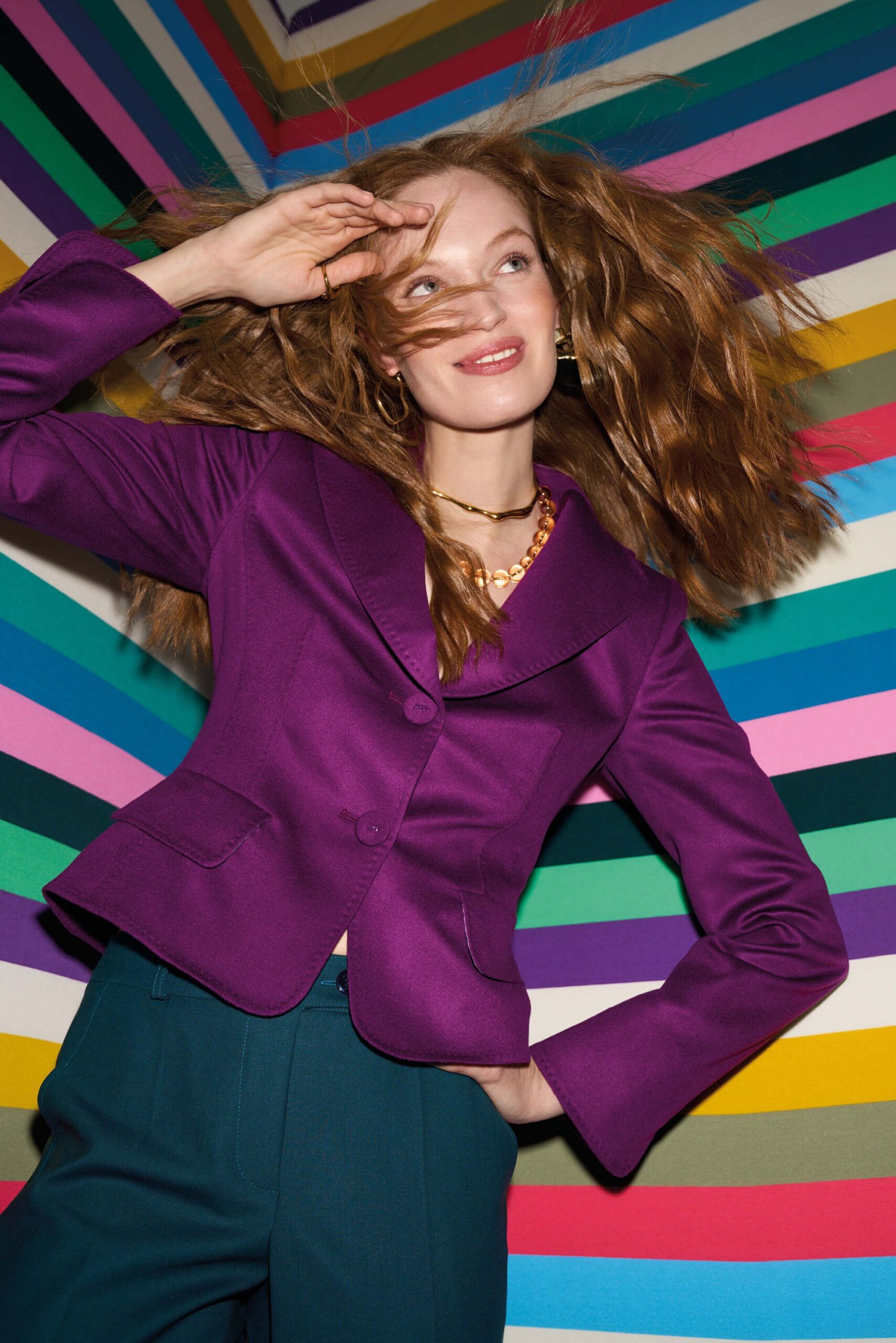 purple satin long-sleeve collared tailored blazer