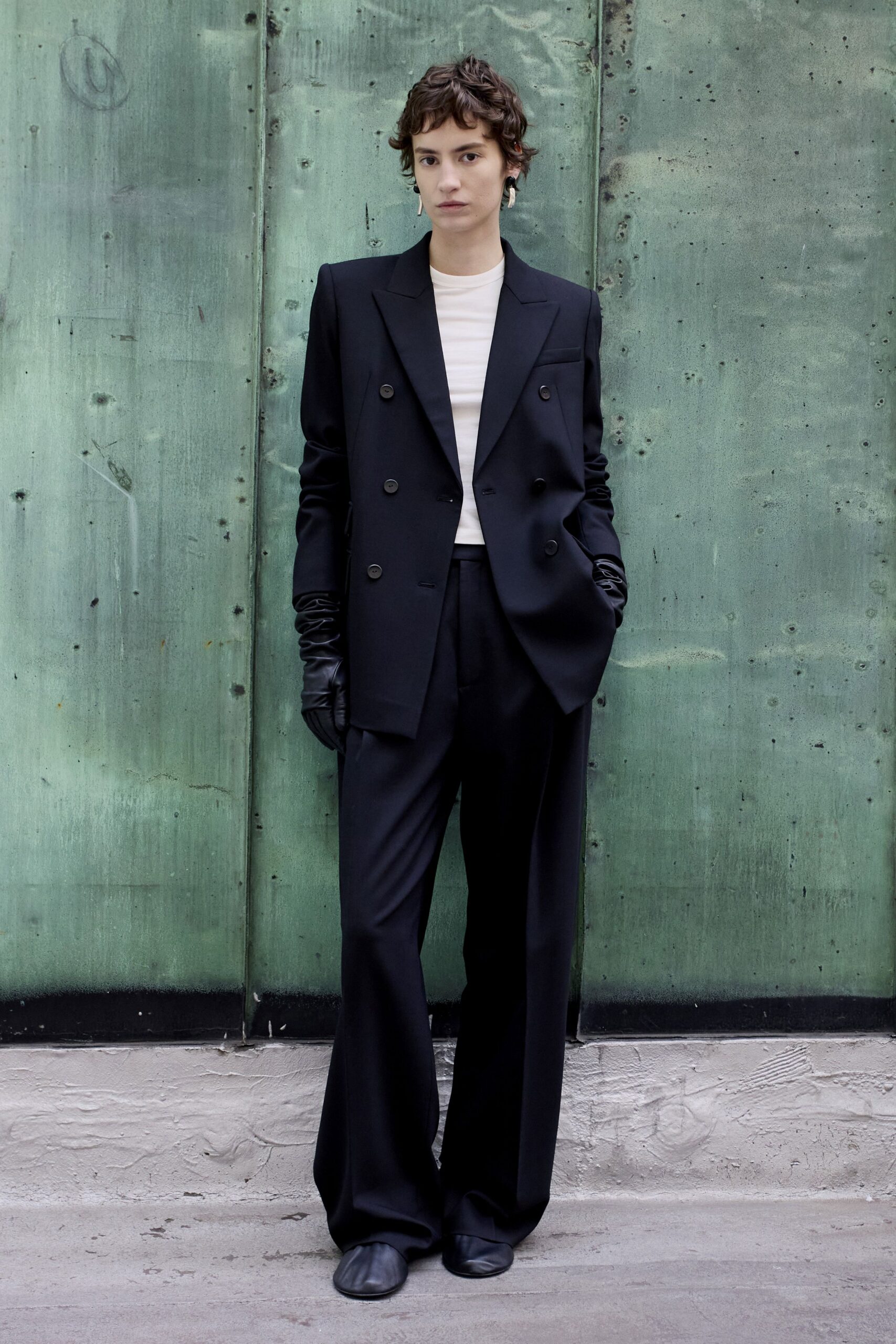 black tailored blazer with white shirt