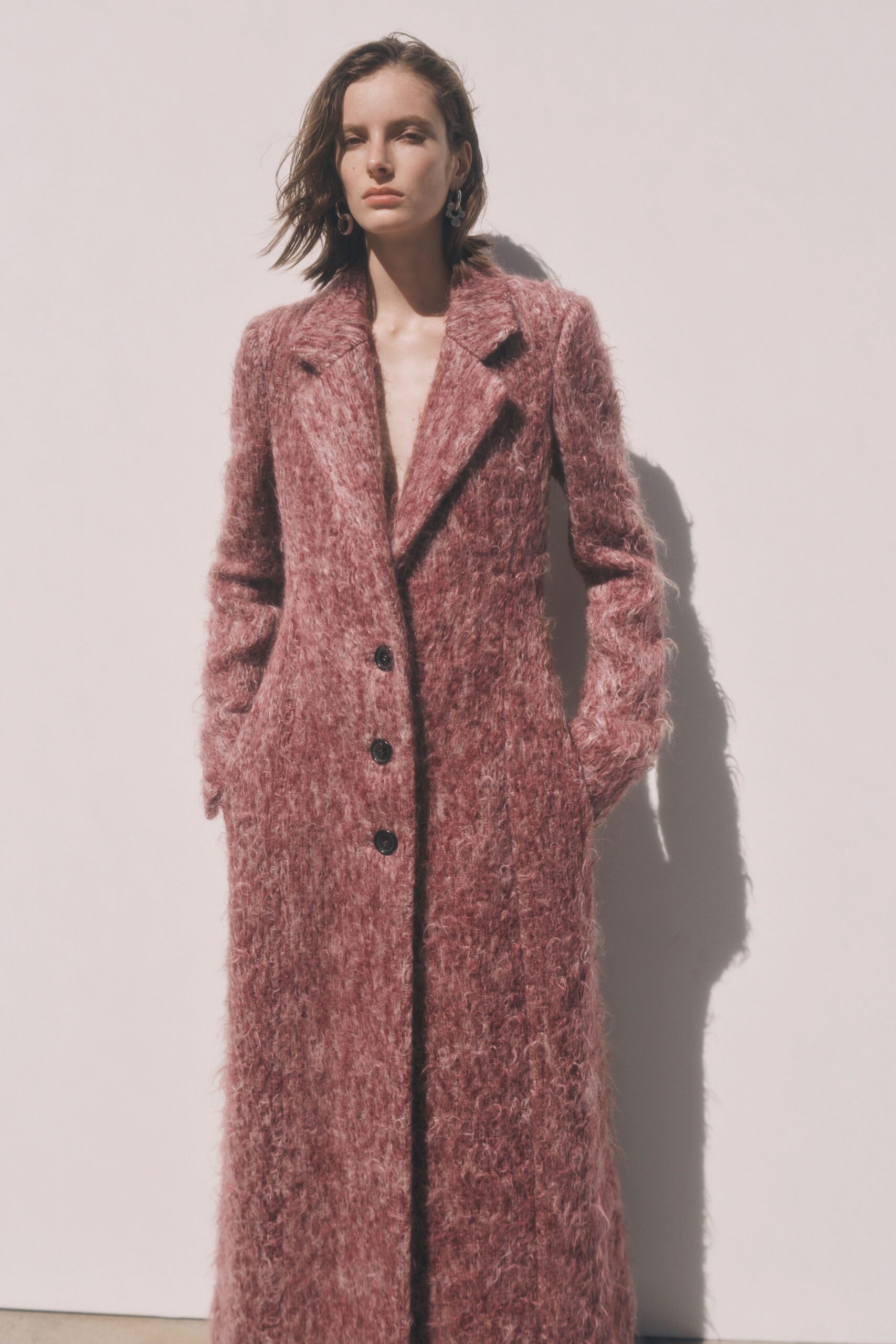 pink wool relaxed coat