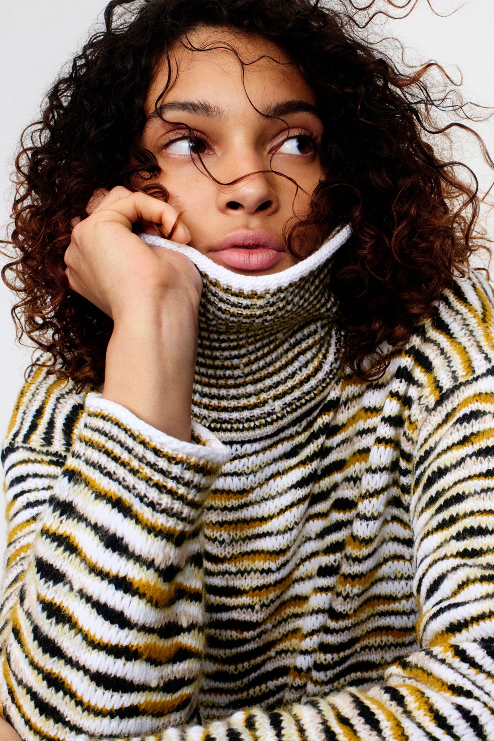striped relaxed turtleneck sweater