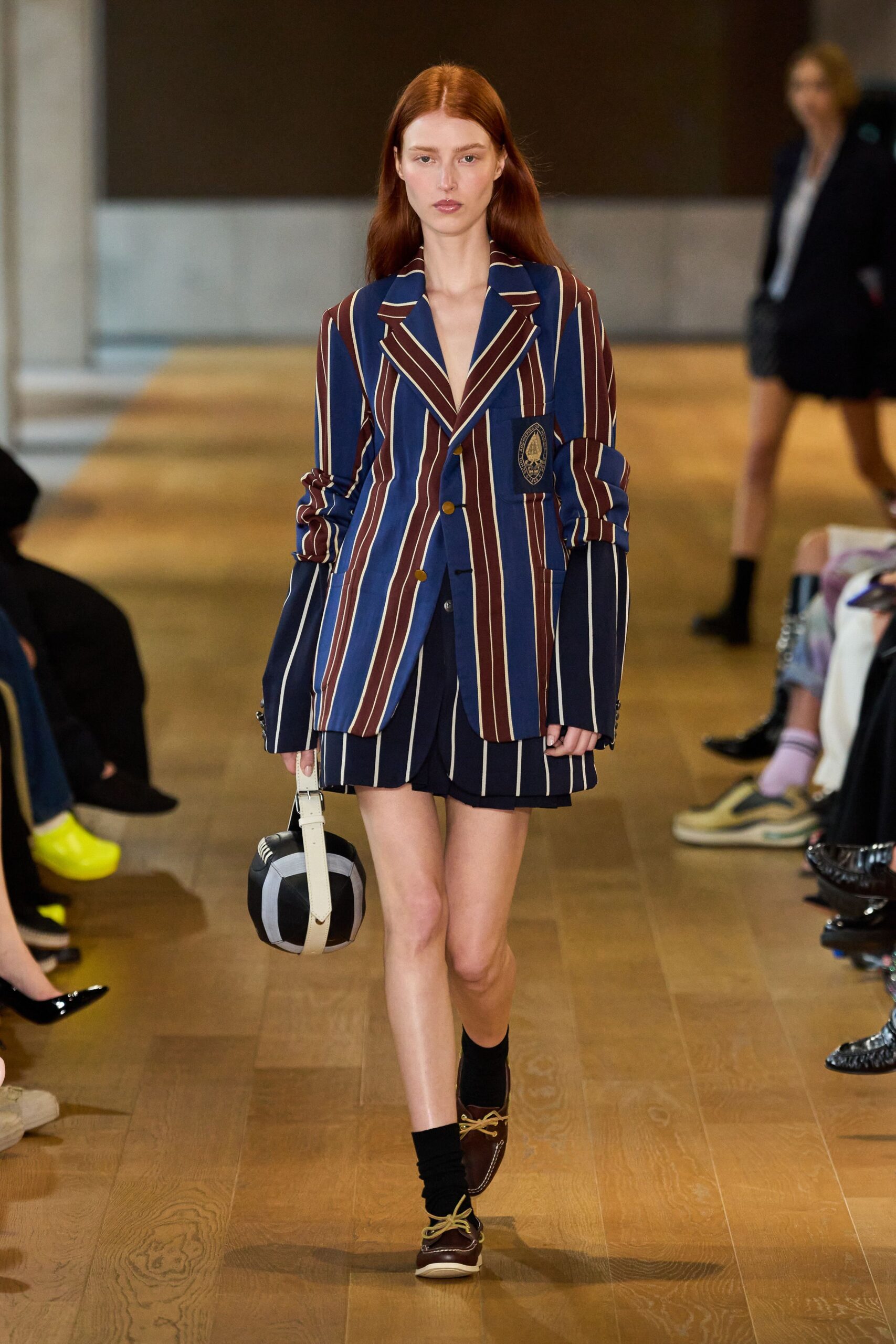 striped blazer and mini skirt