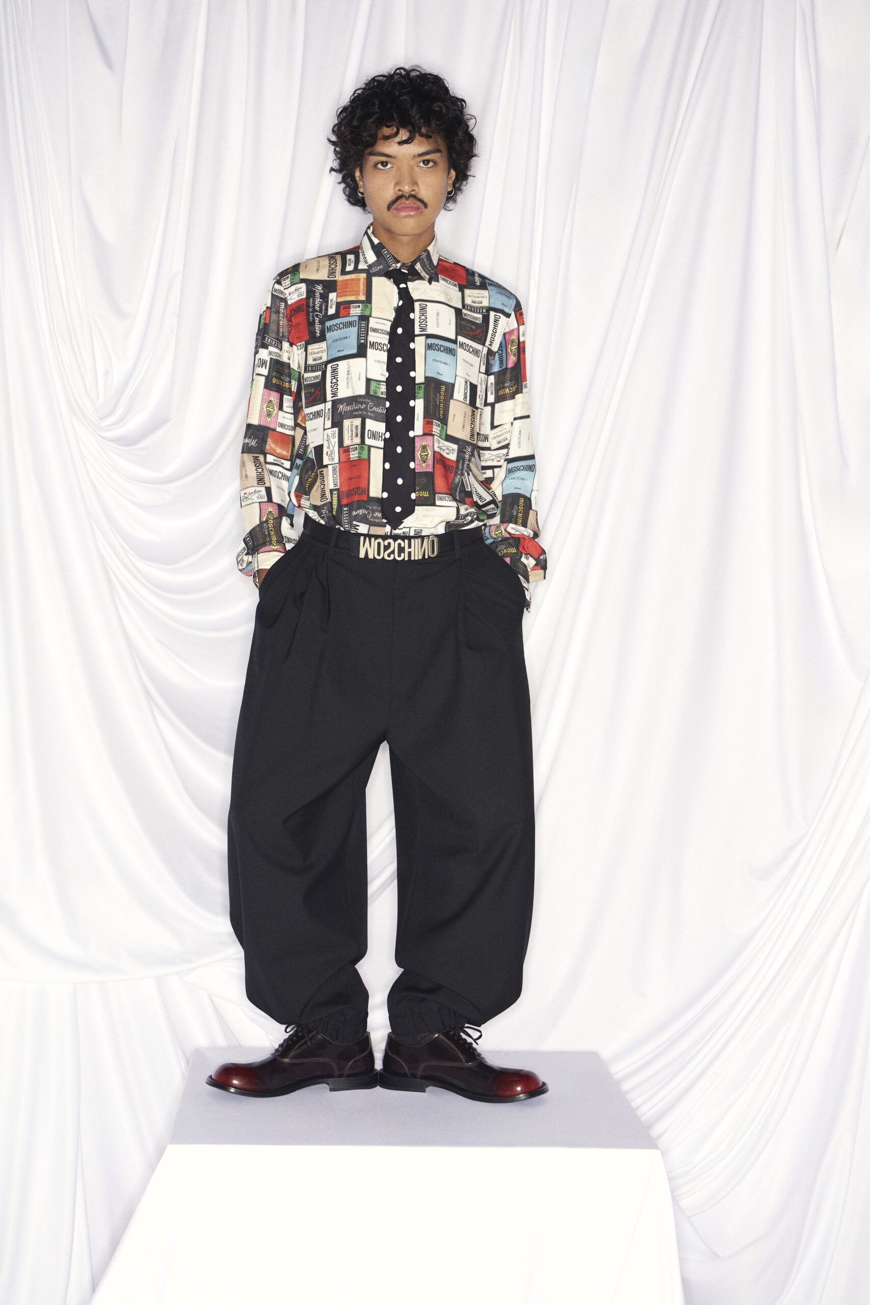 multi cotton long-sleeve collared relaxed buttoned shirt