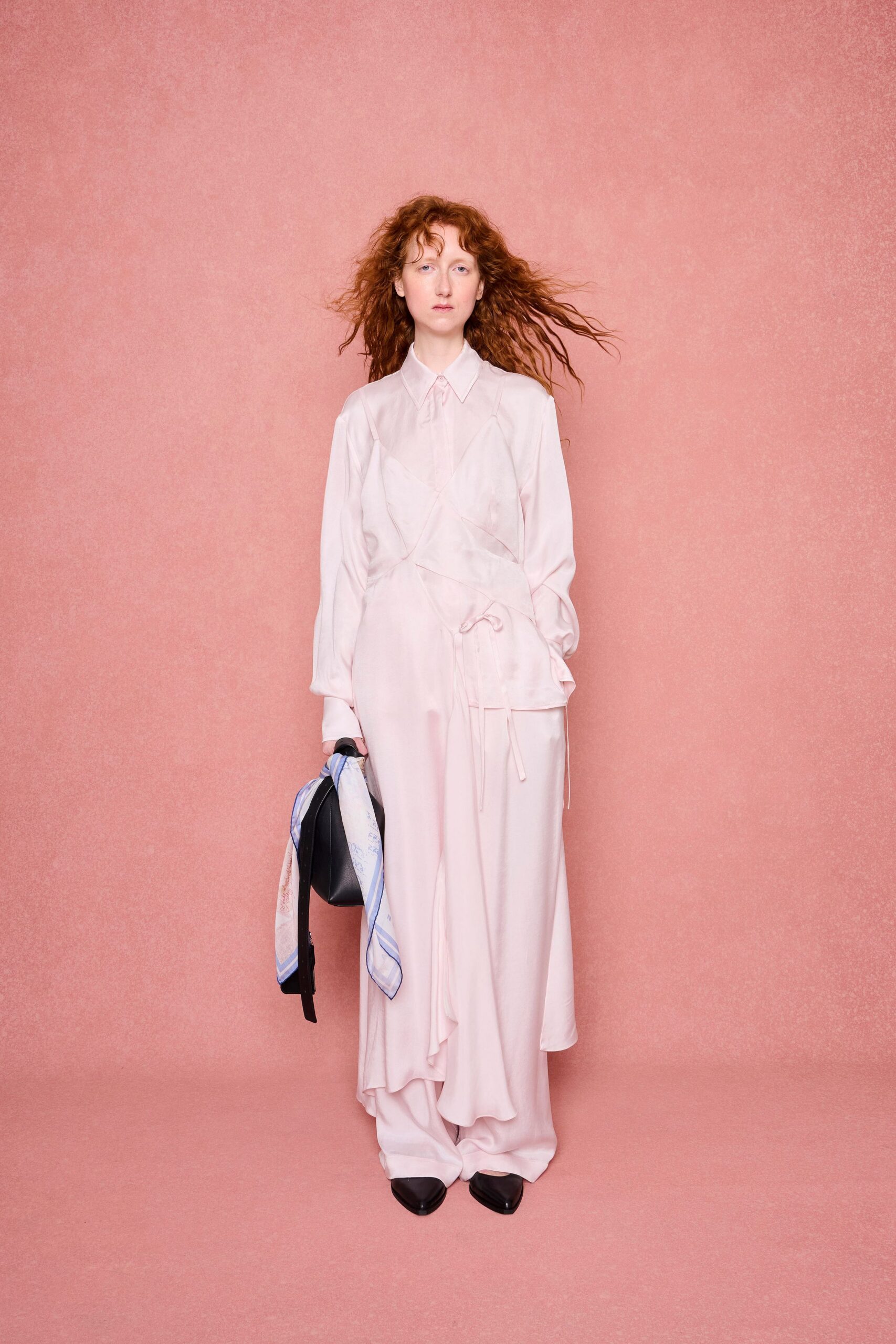 pink silk relaxed wrap dress