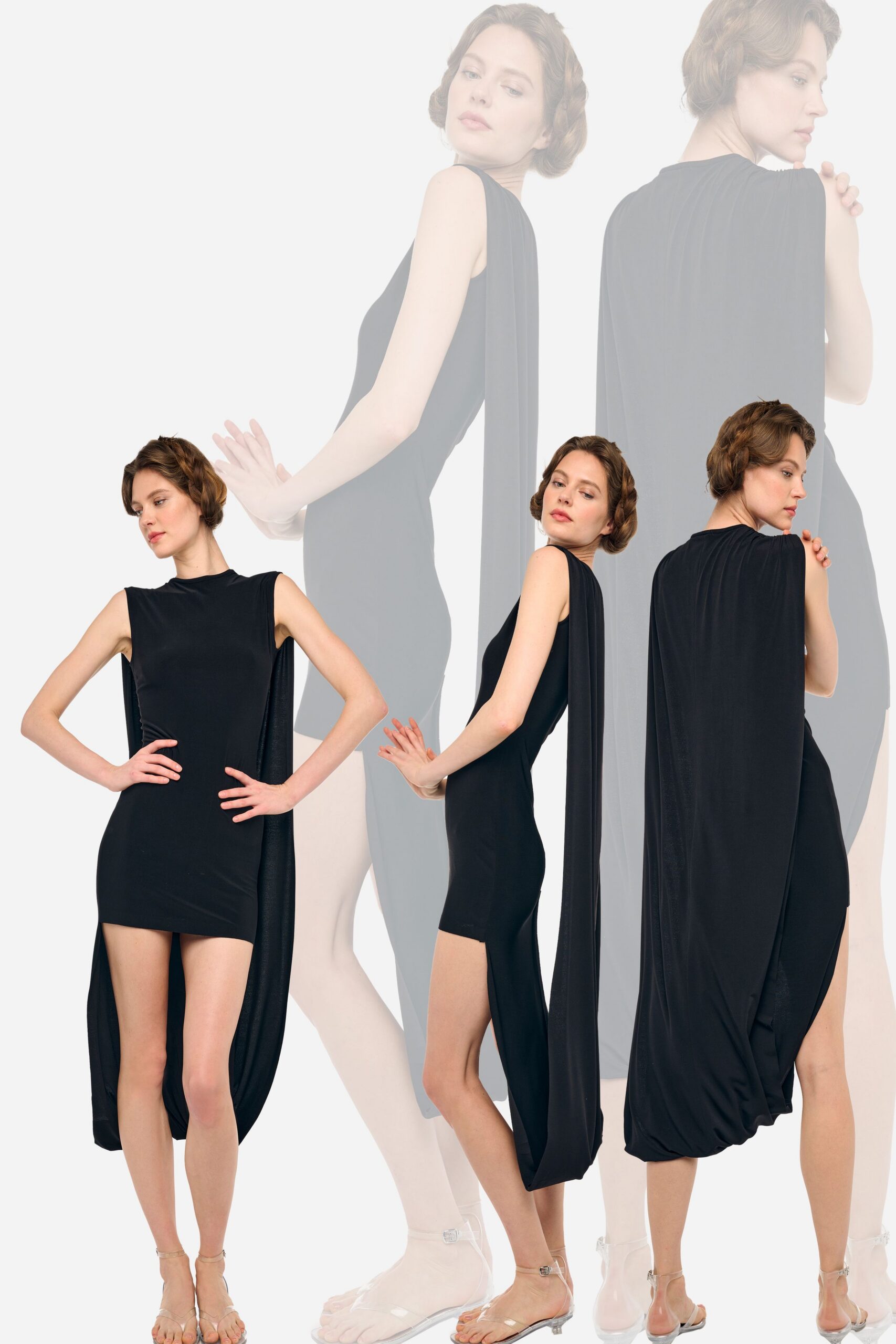 black fitted sleeveless dress