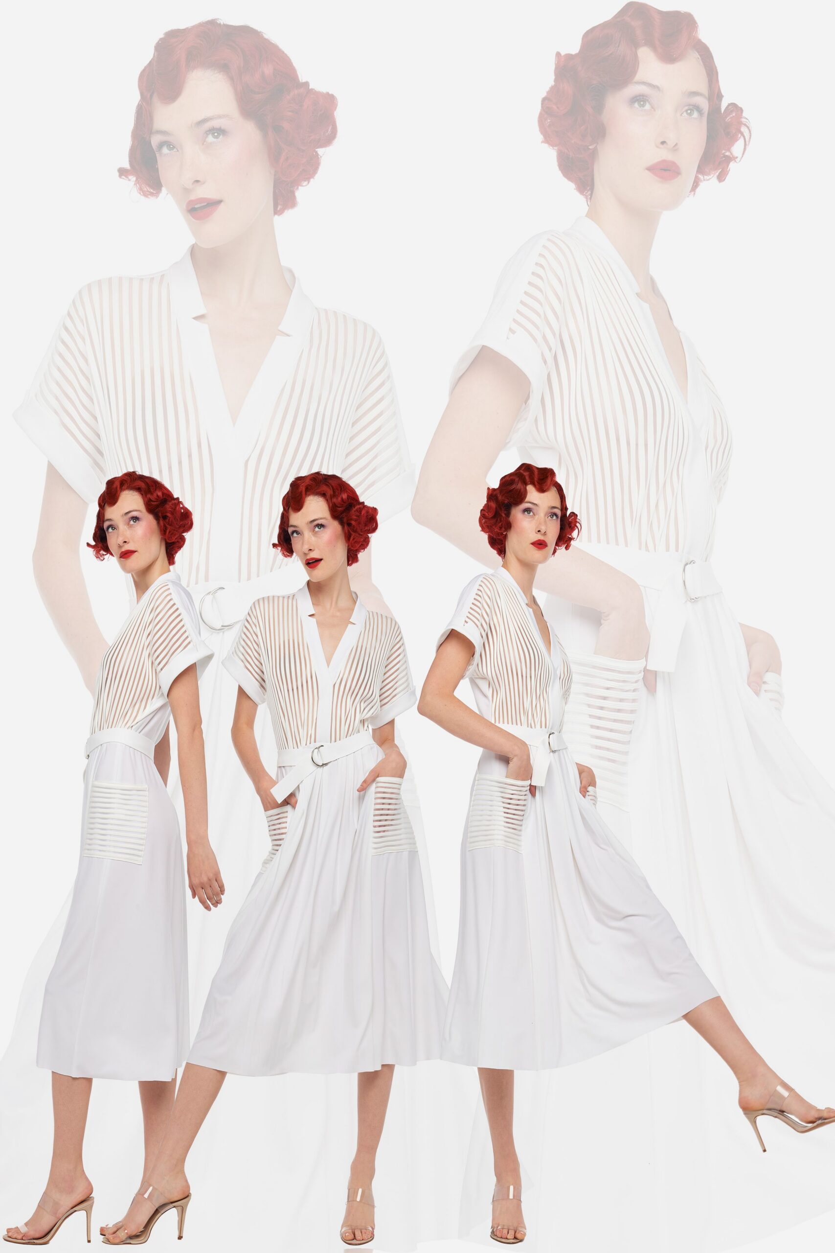 white striped midi dress