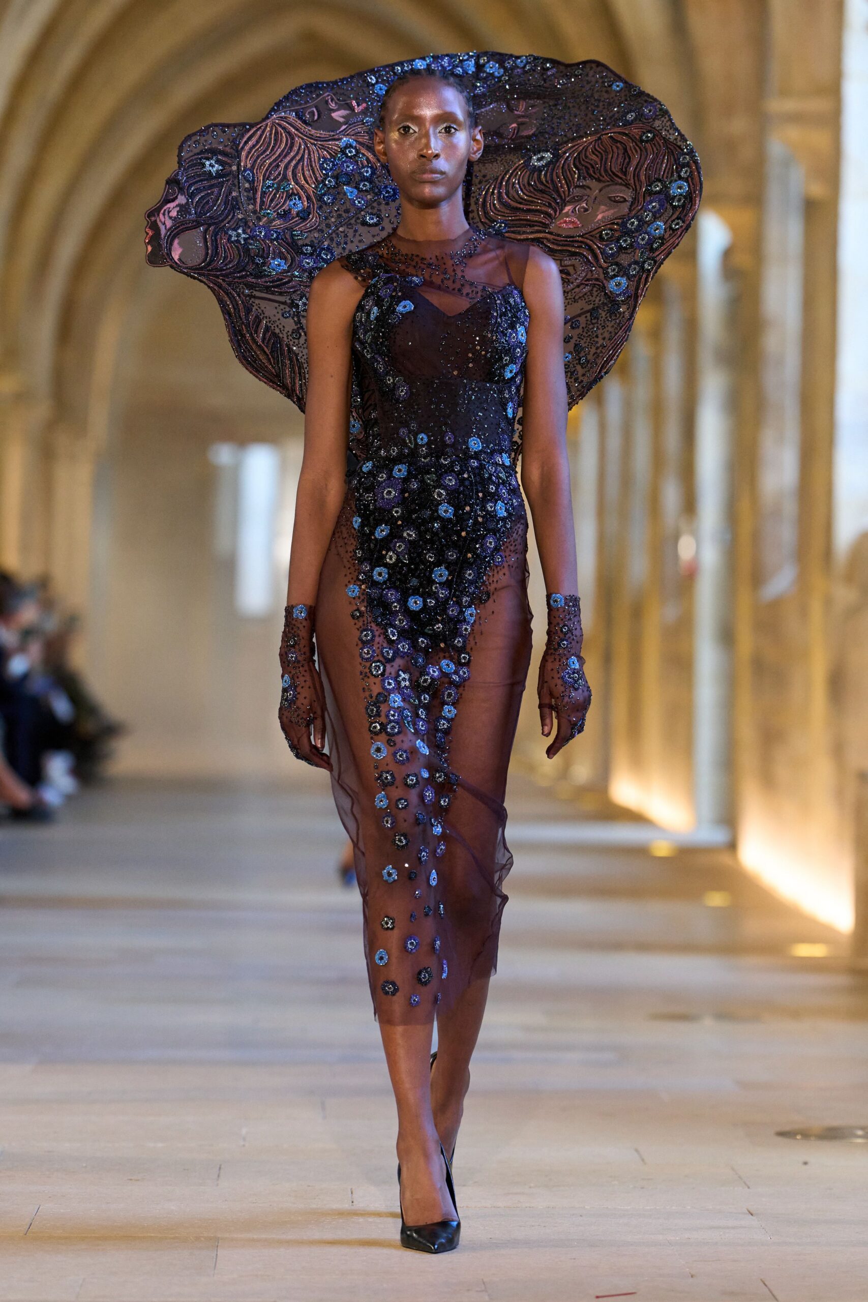 black embellished sheer gown