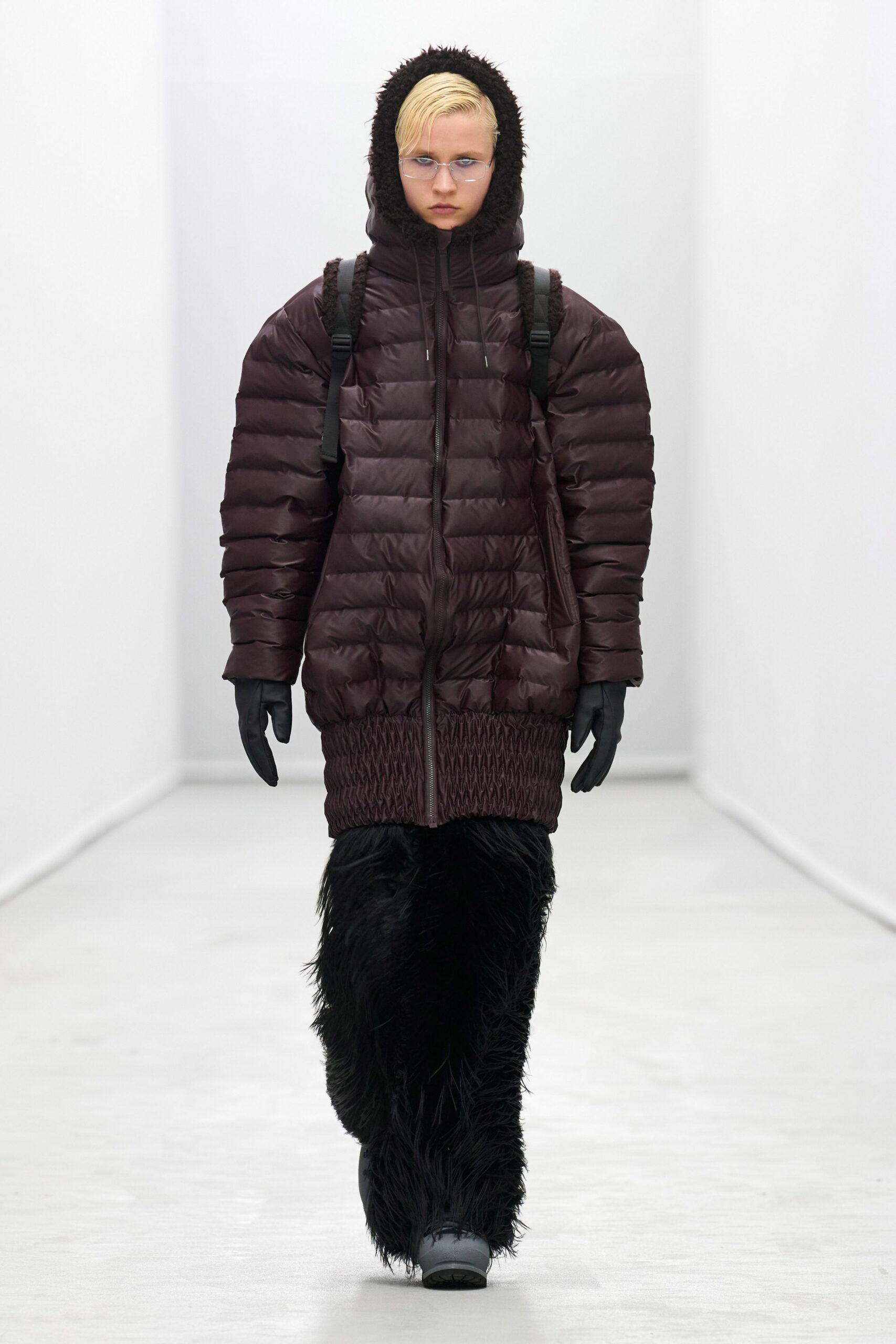 black fur relaxed wide-leg pants