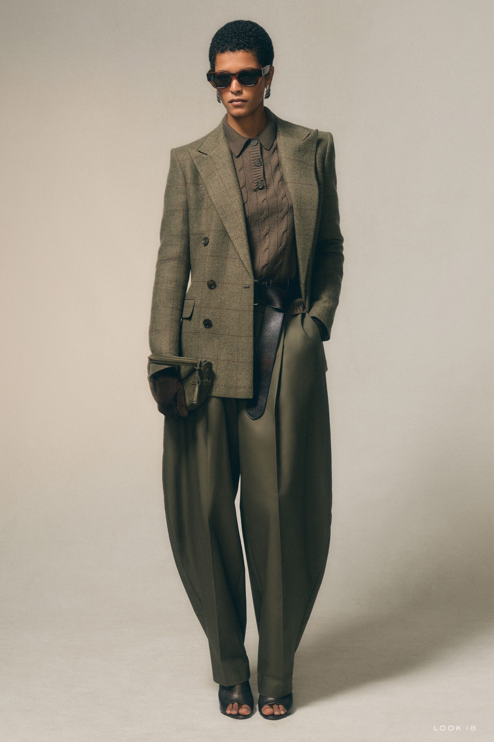 green wool relaxed wide-leg pants