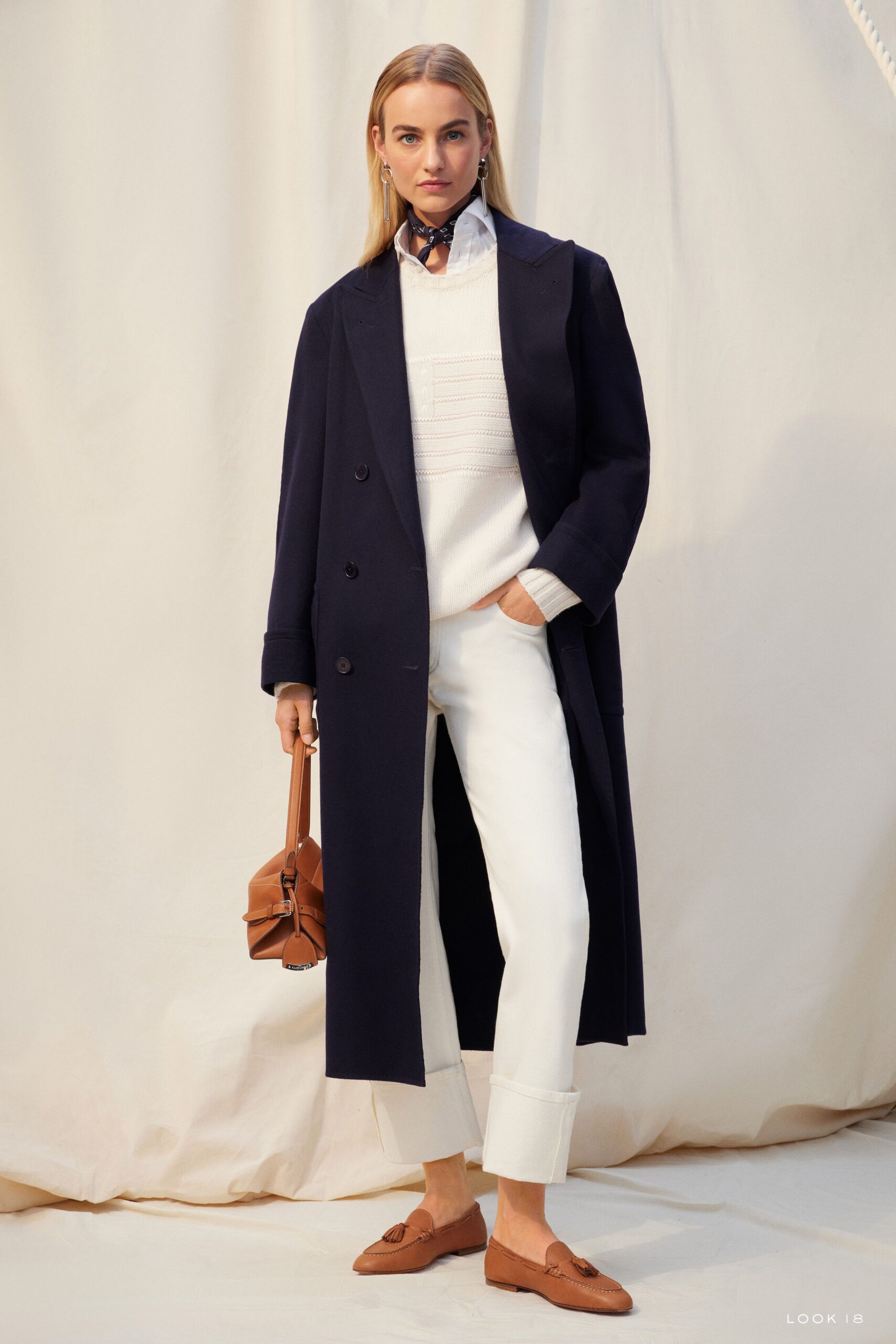 blue wool long-sleeve double-breasted tailored coat