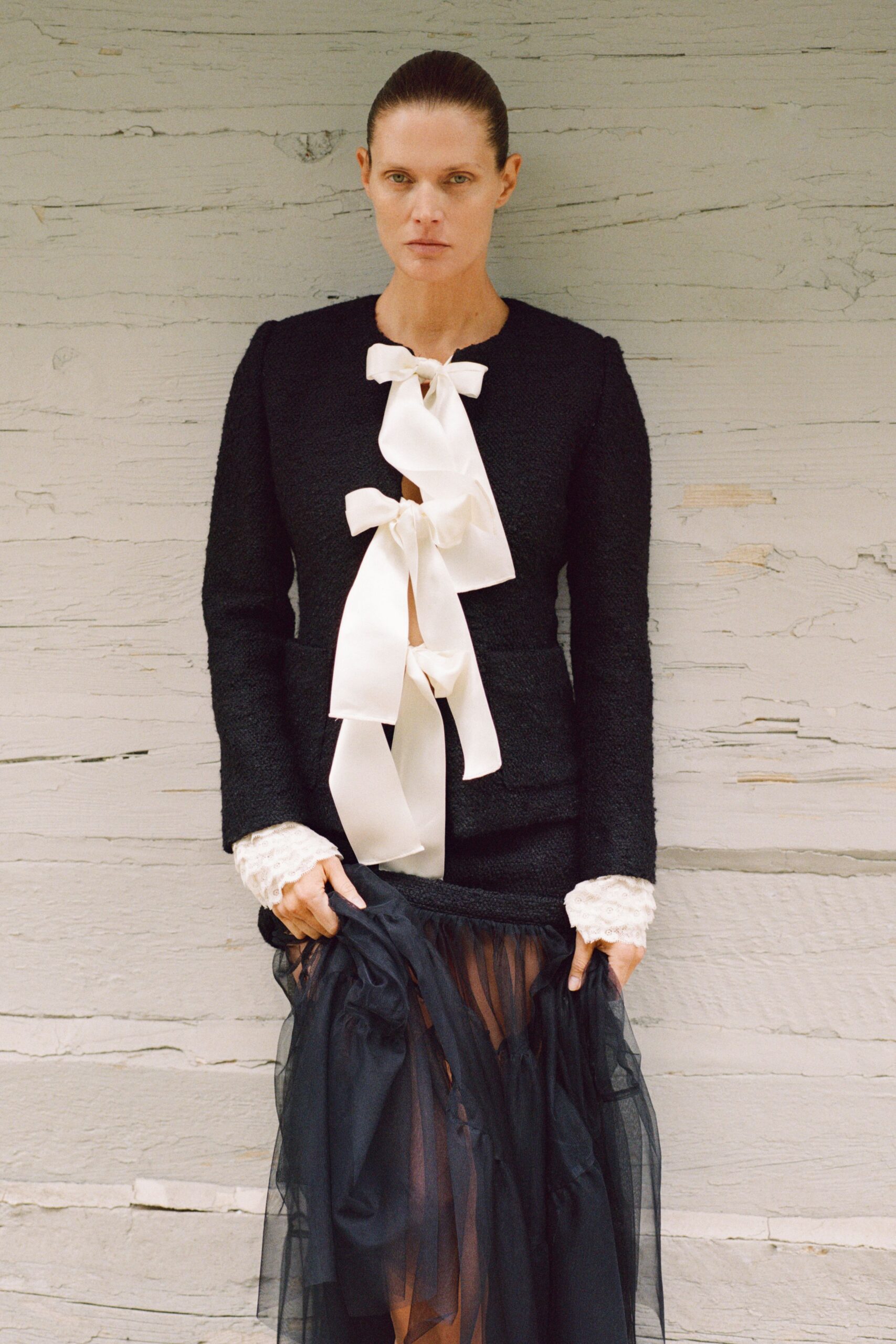 black tulle relaxed layered flowing skirt