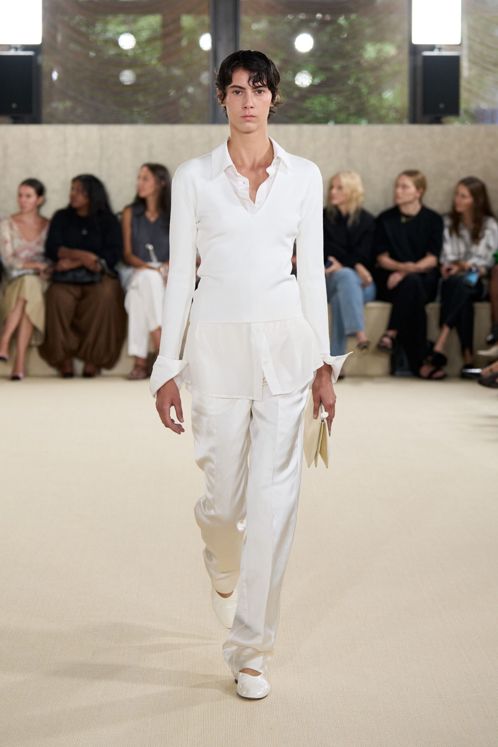 white fitted shirt and pants