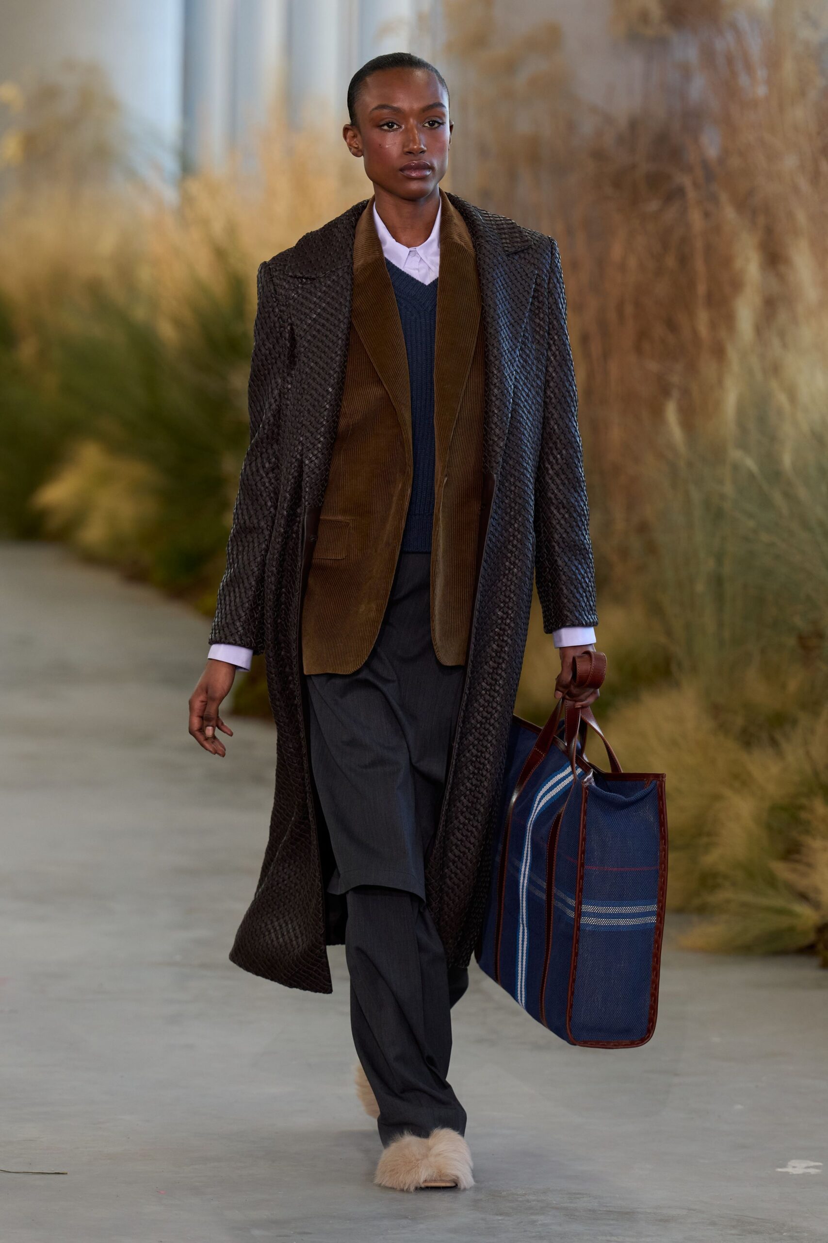 gray wool slim pleated pants
