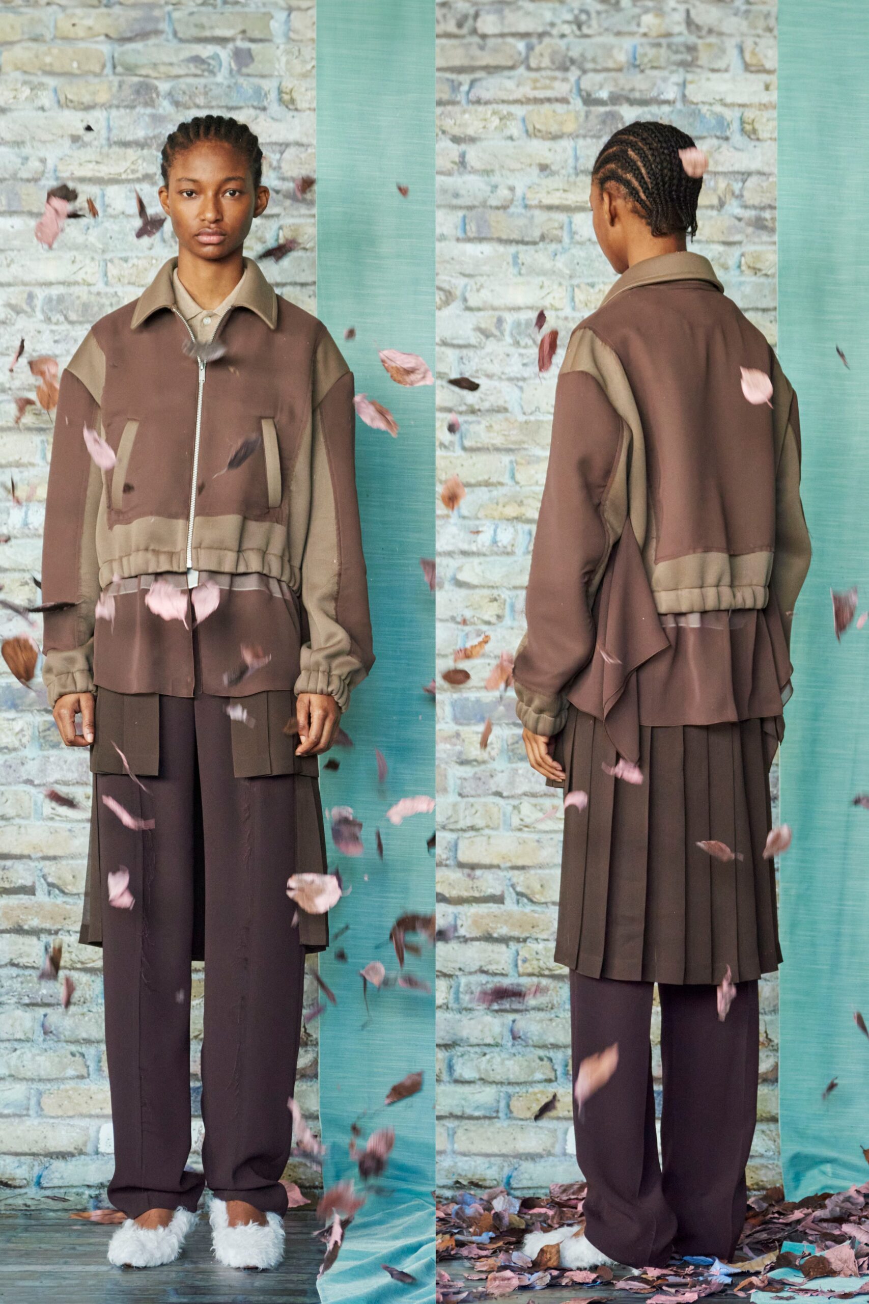 brown relaxed jacket and pants