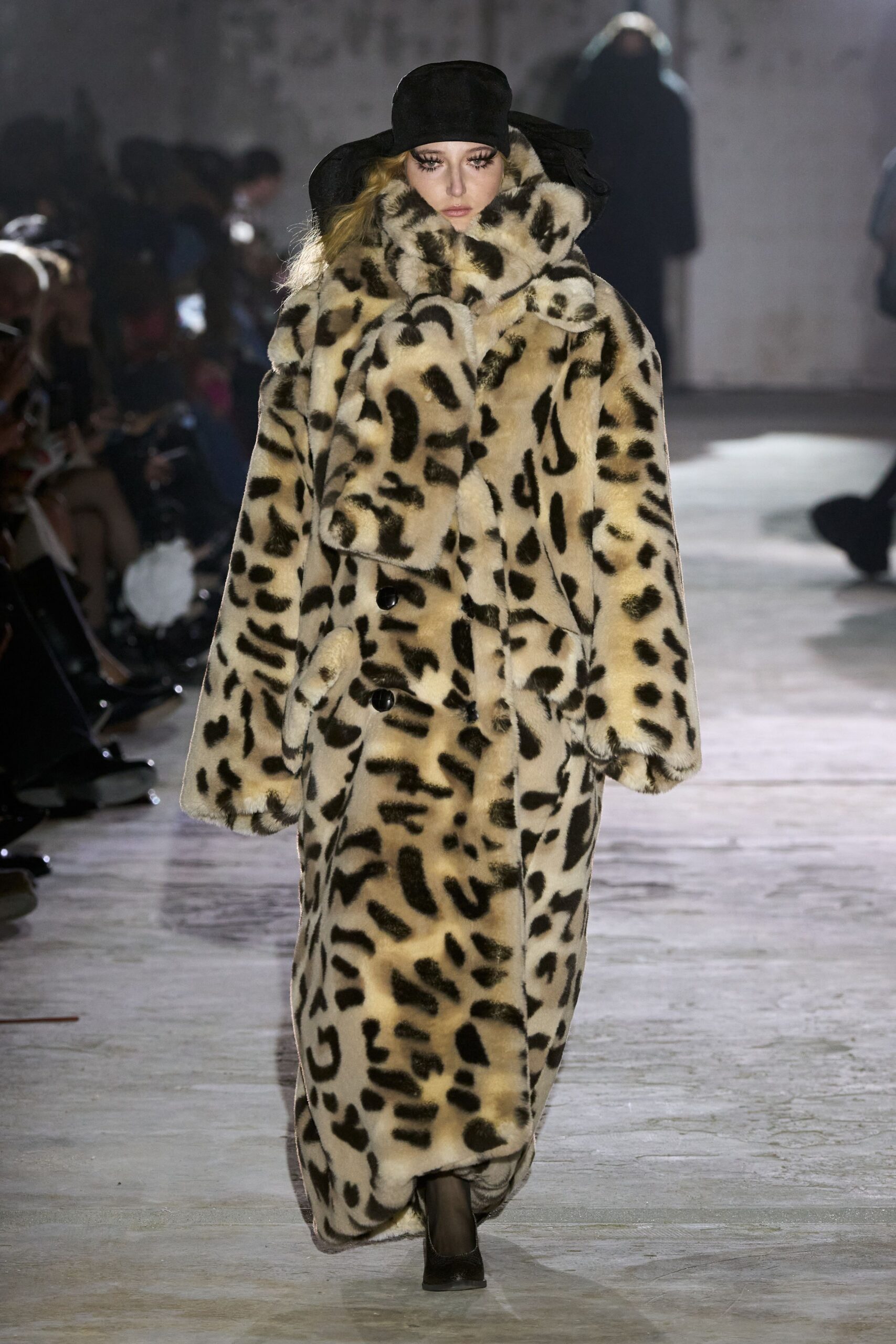 oversized animal-print faux-fur coat