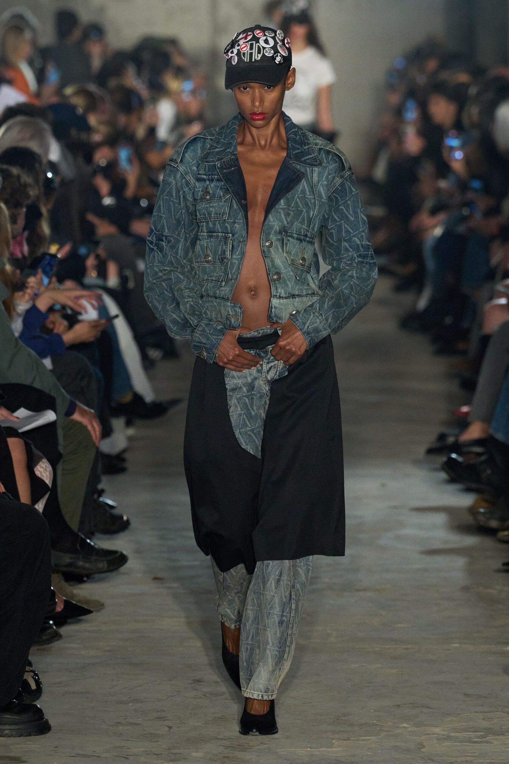 black denim relaxed wide-leg pants