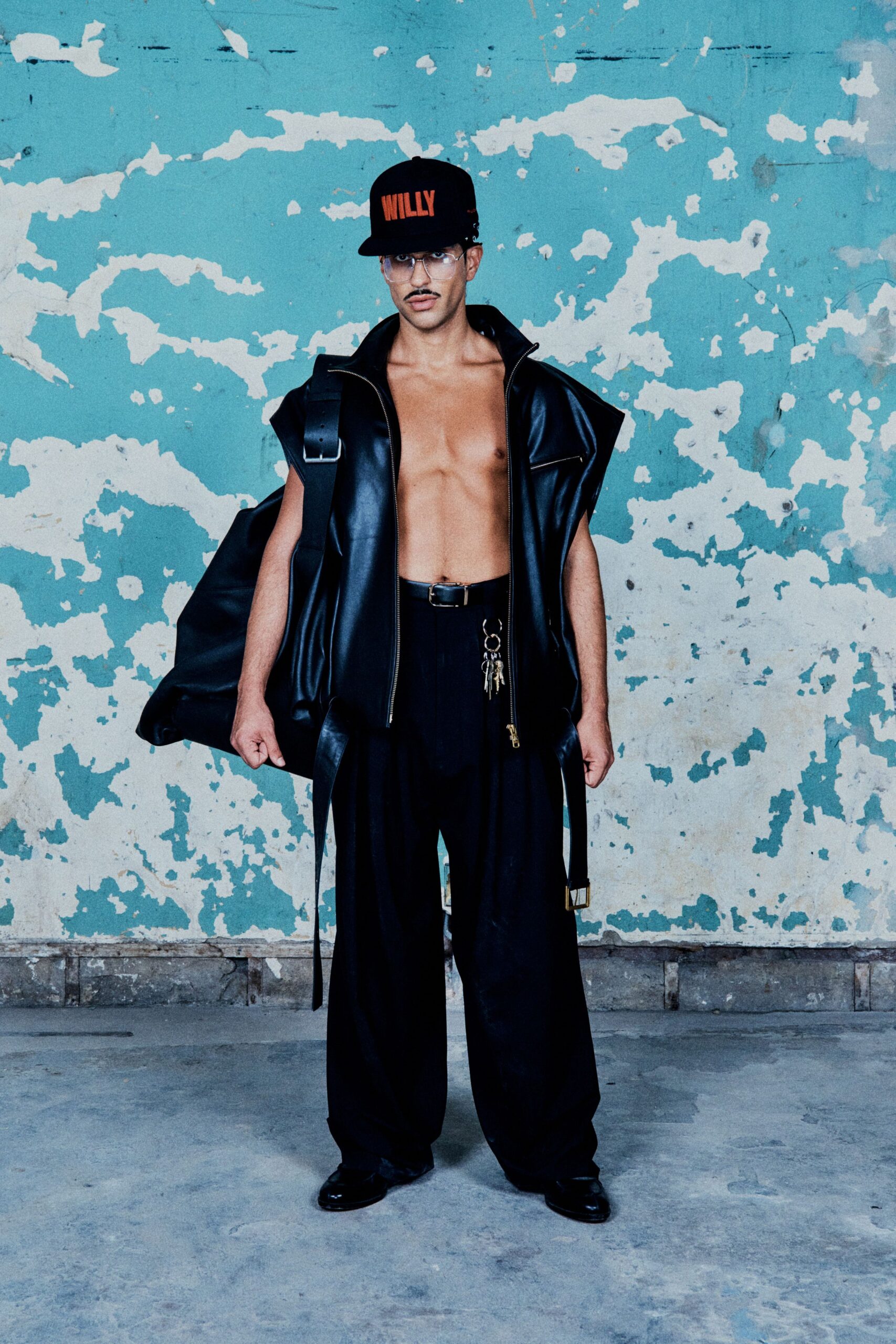 black leather relaxed cape