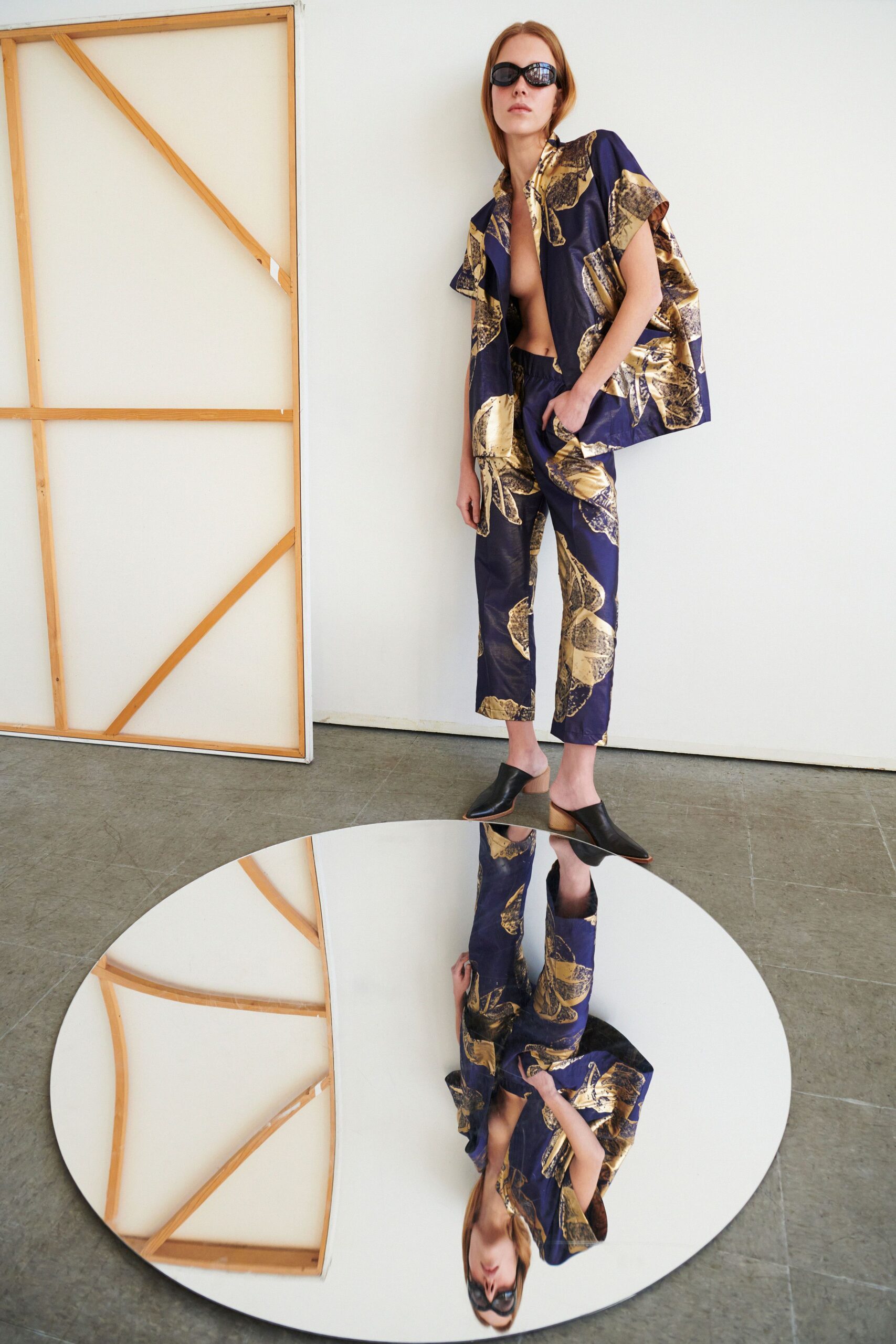 purple silk relaxed pants