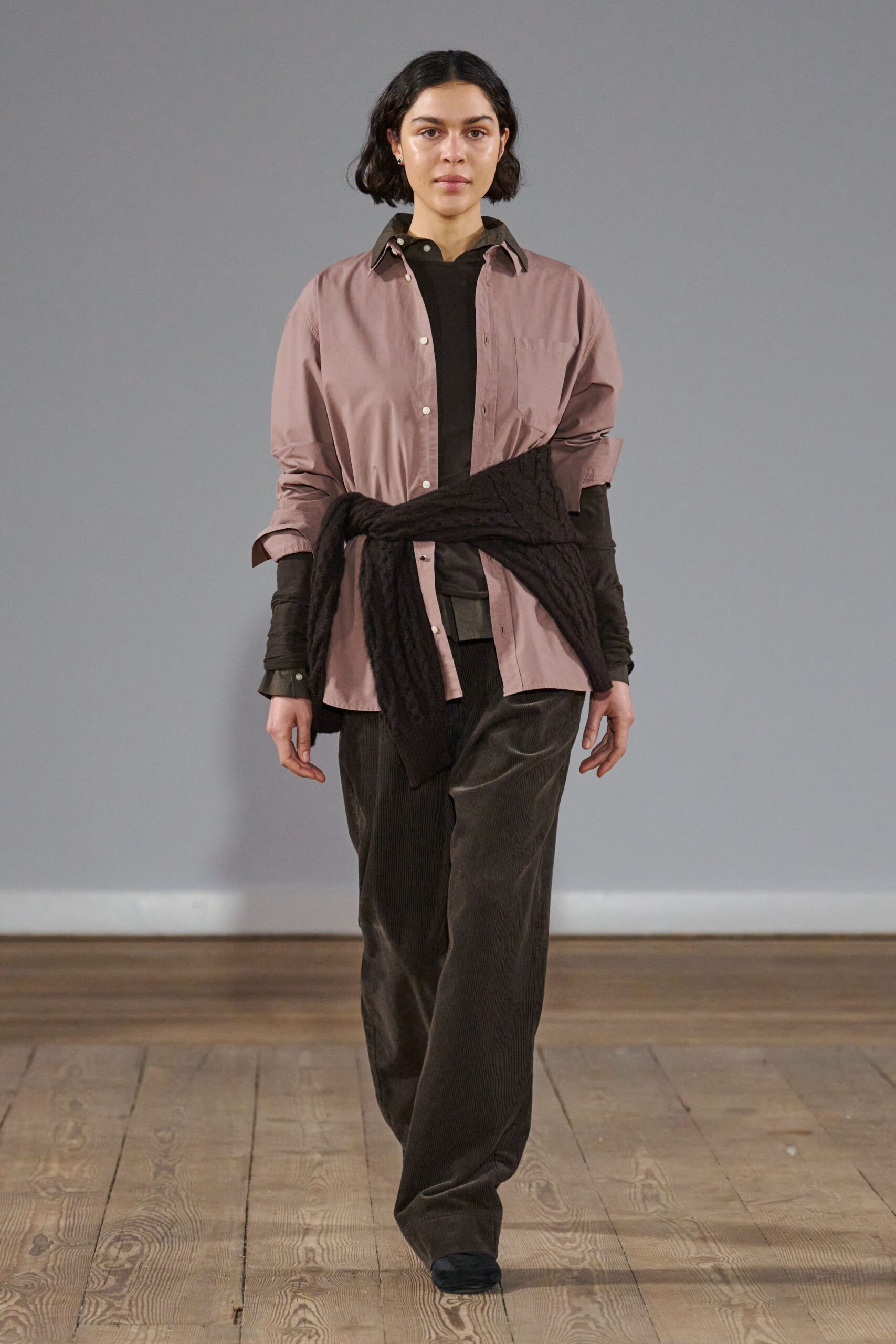 brown cotton relaxed straight-leg pants
