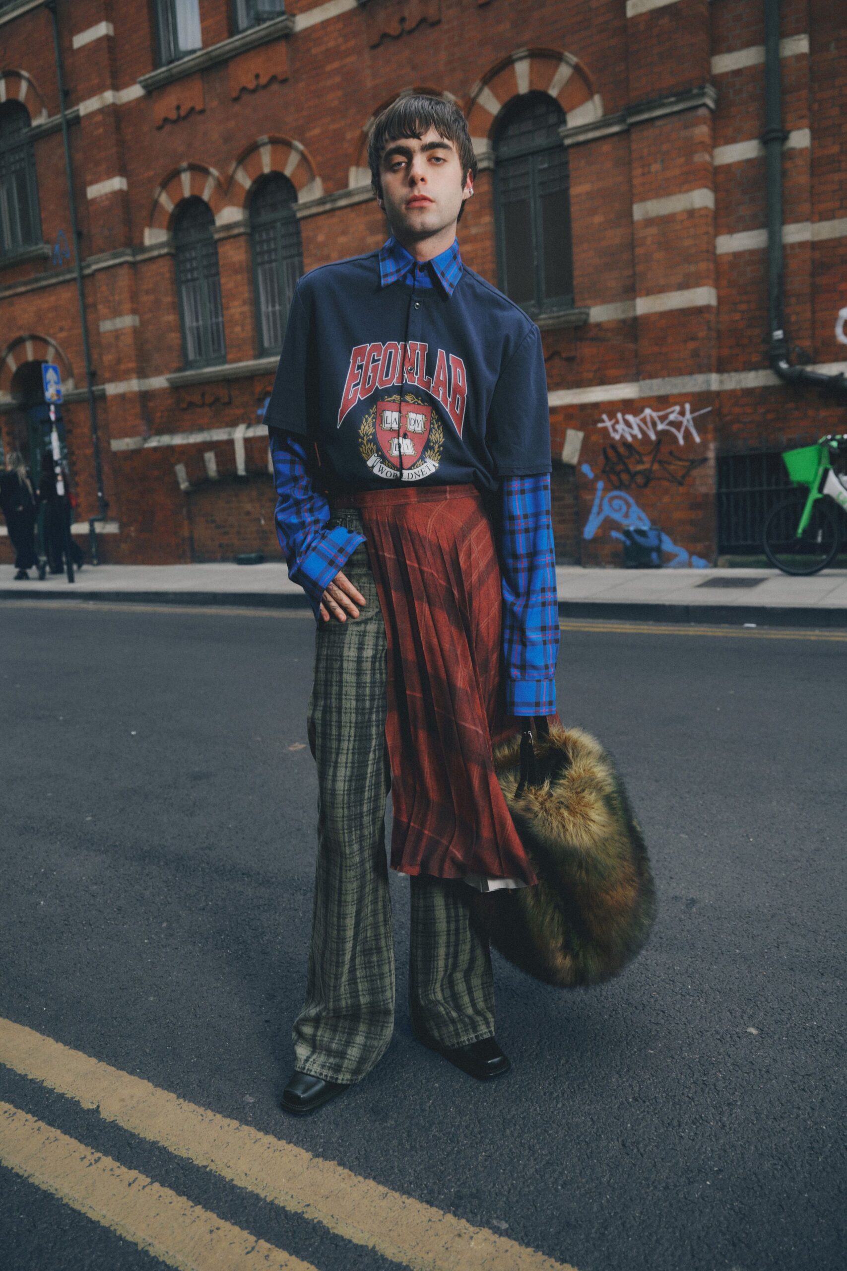 green wool relaxed wide-leg pants
