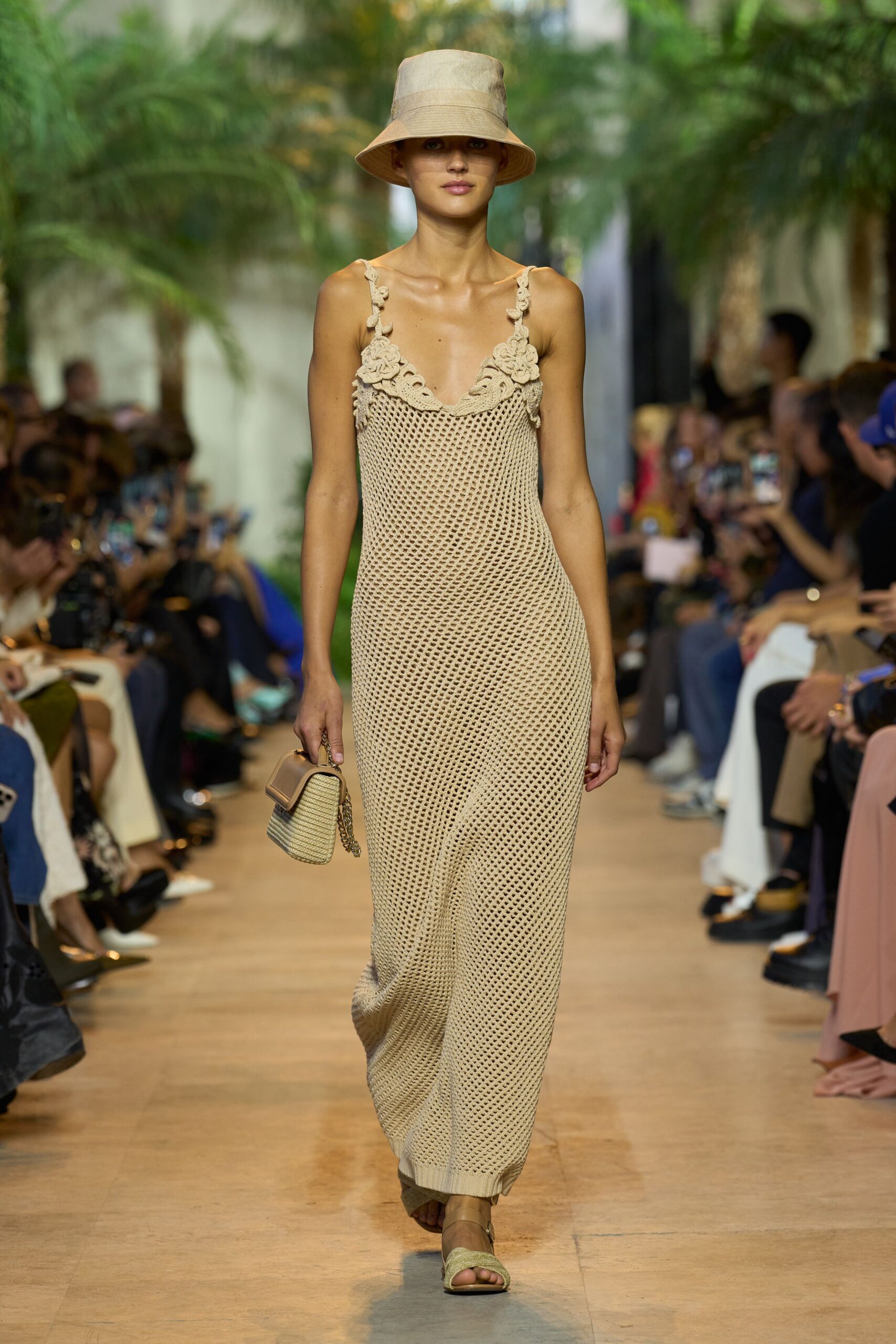 beige cotton sleeveless v-neck fitted sheer maxi dress