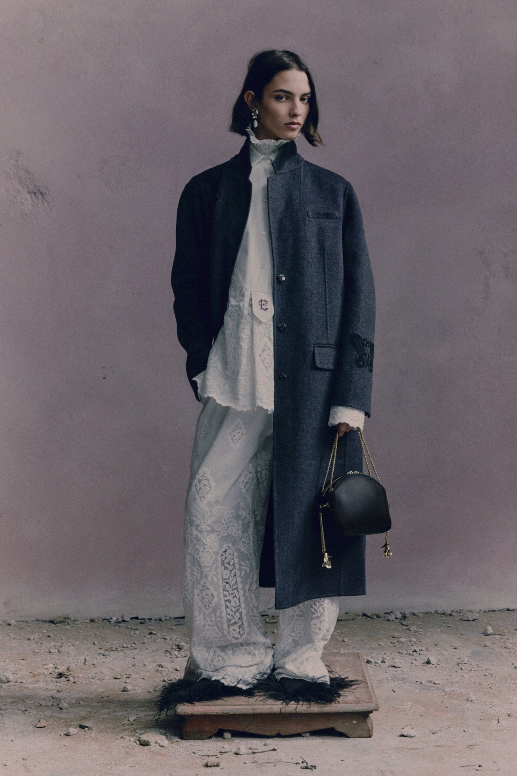 black wool coat with white shirt