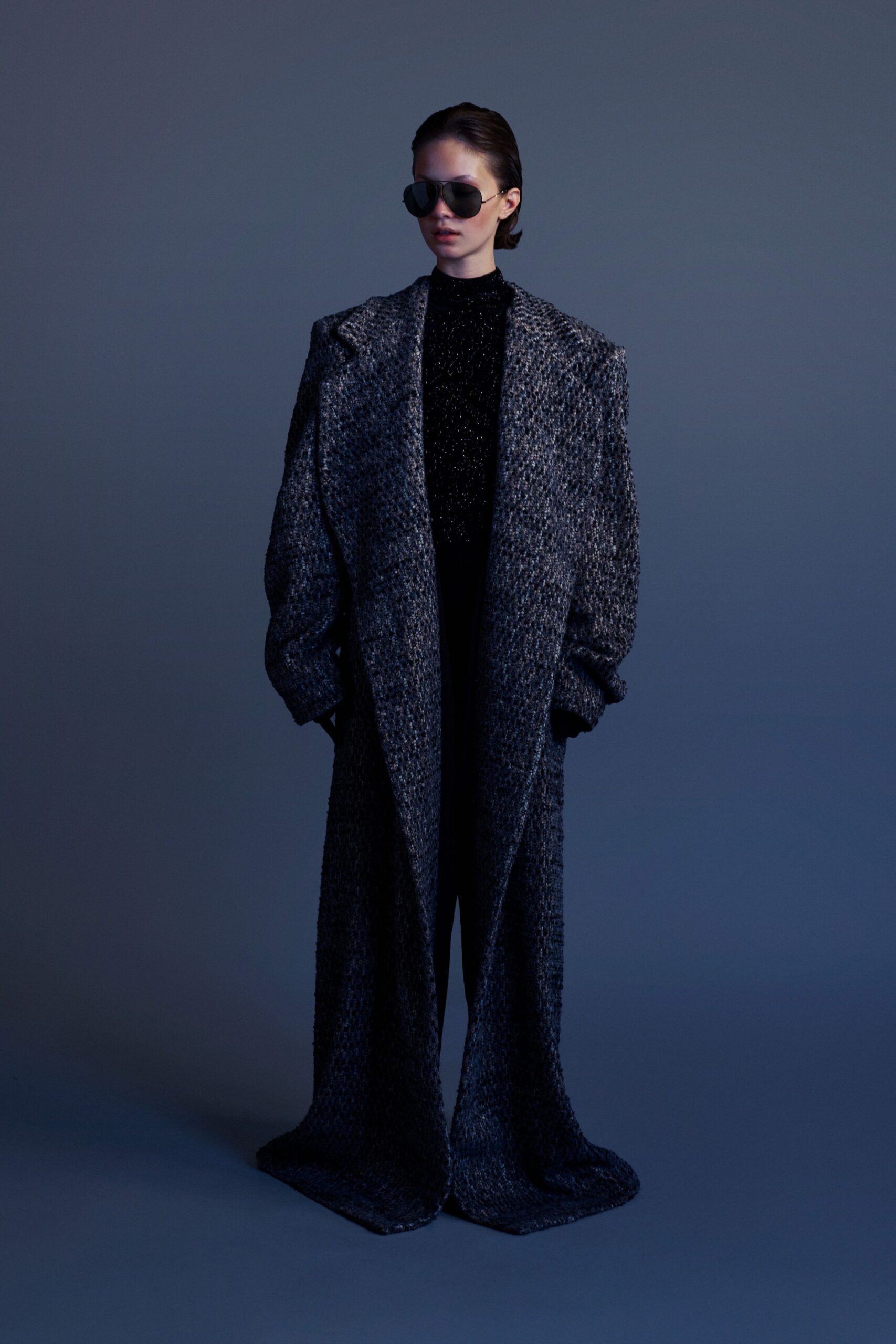 oversized gray wool coat