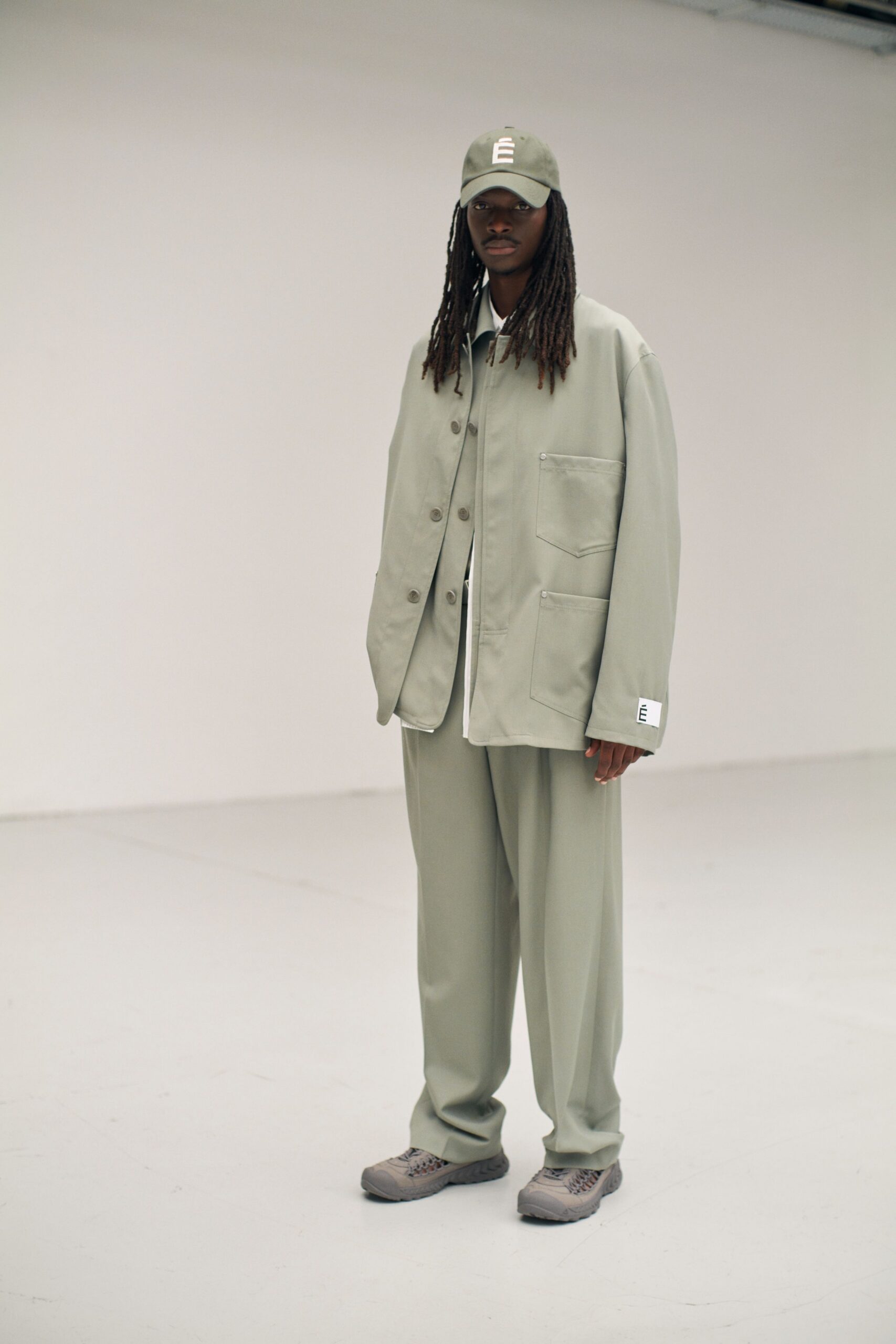green relaxed jacket and pants