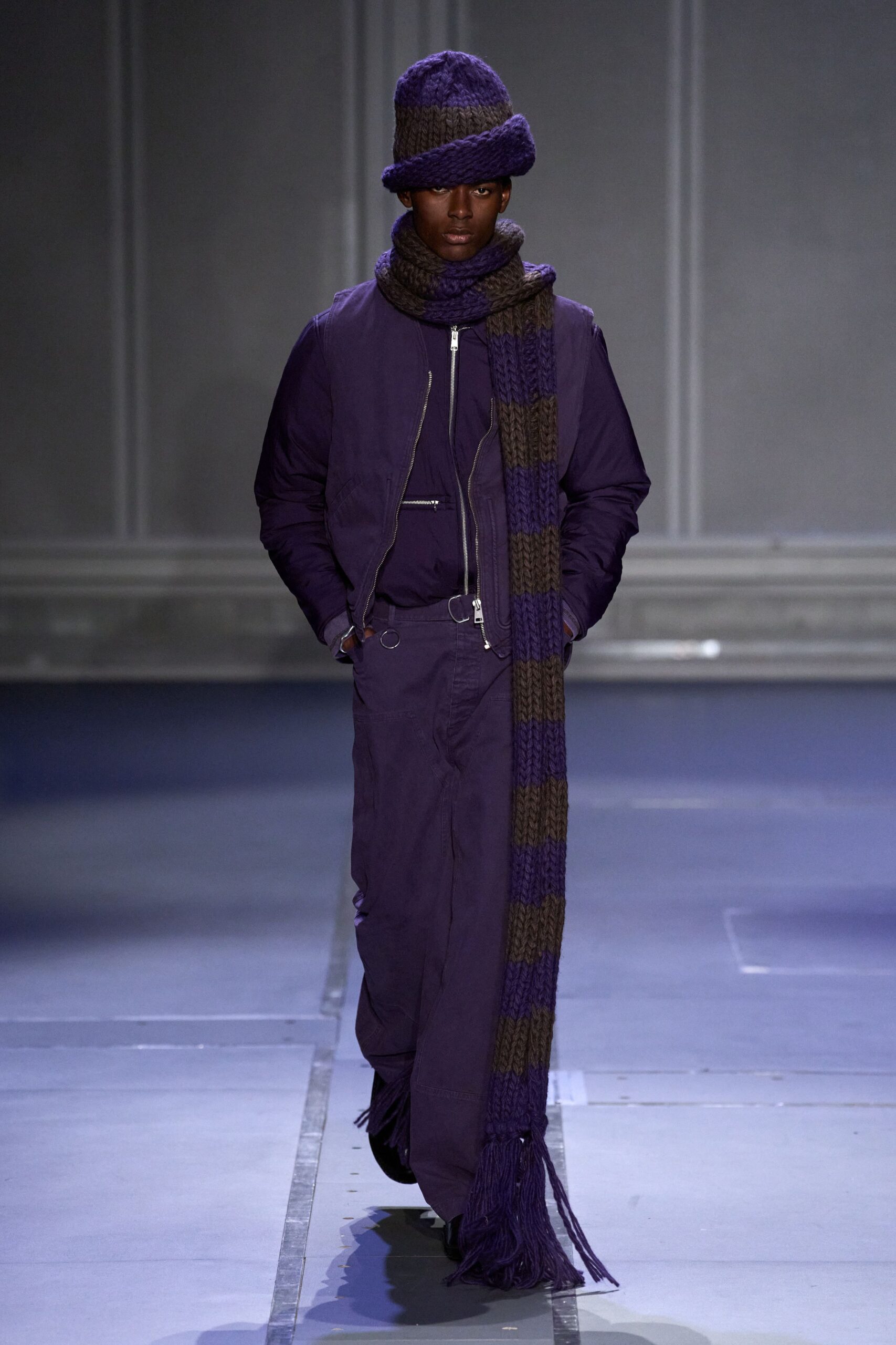 purple cotton long-sleeve collared fitted jacket