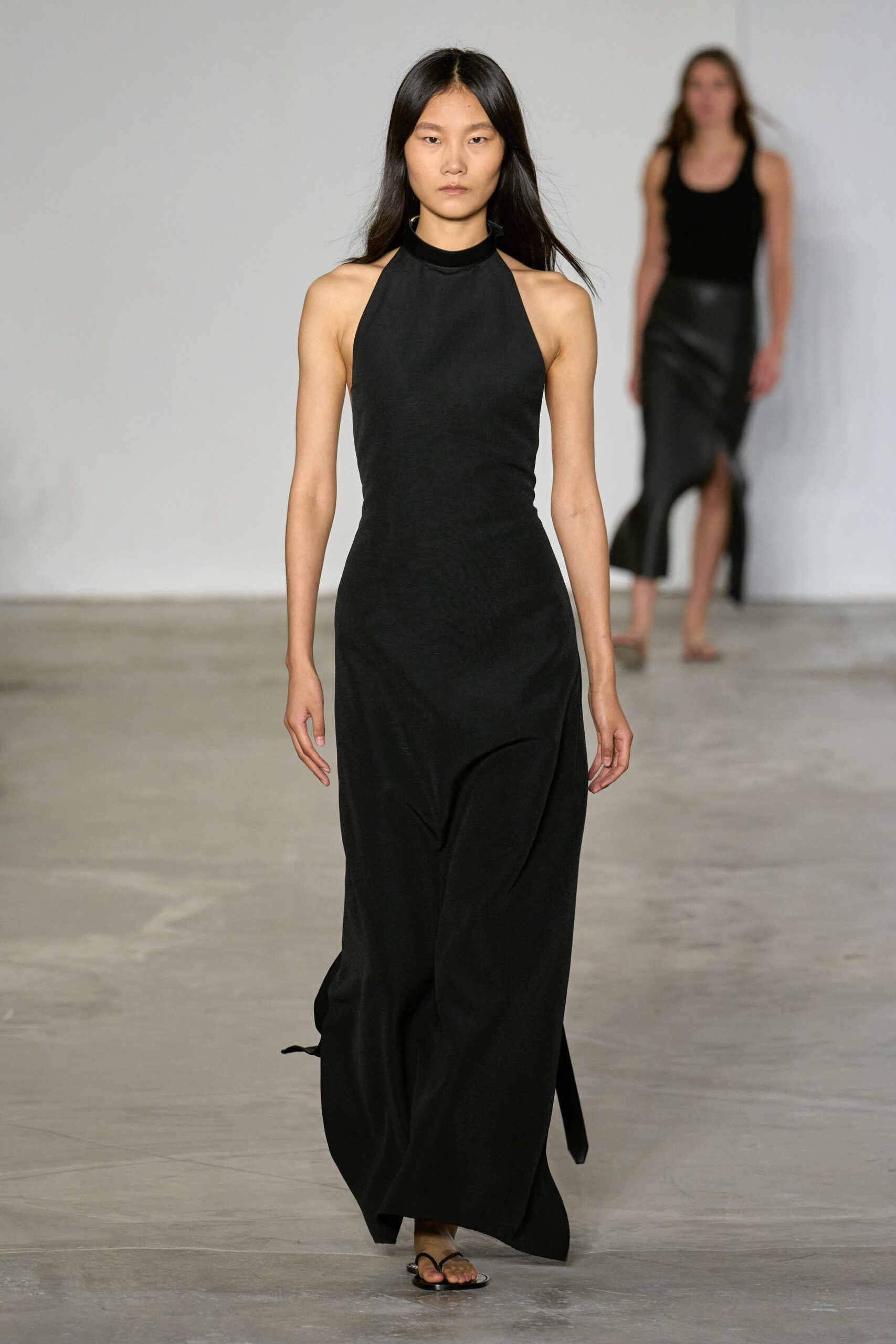 black fitted gown and skirt