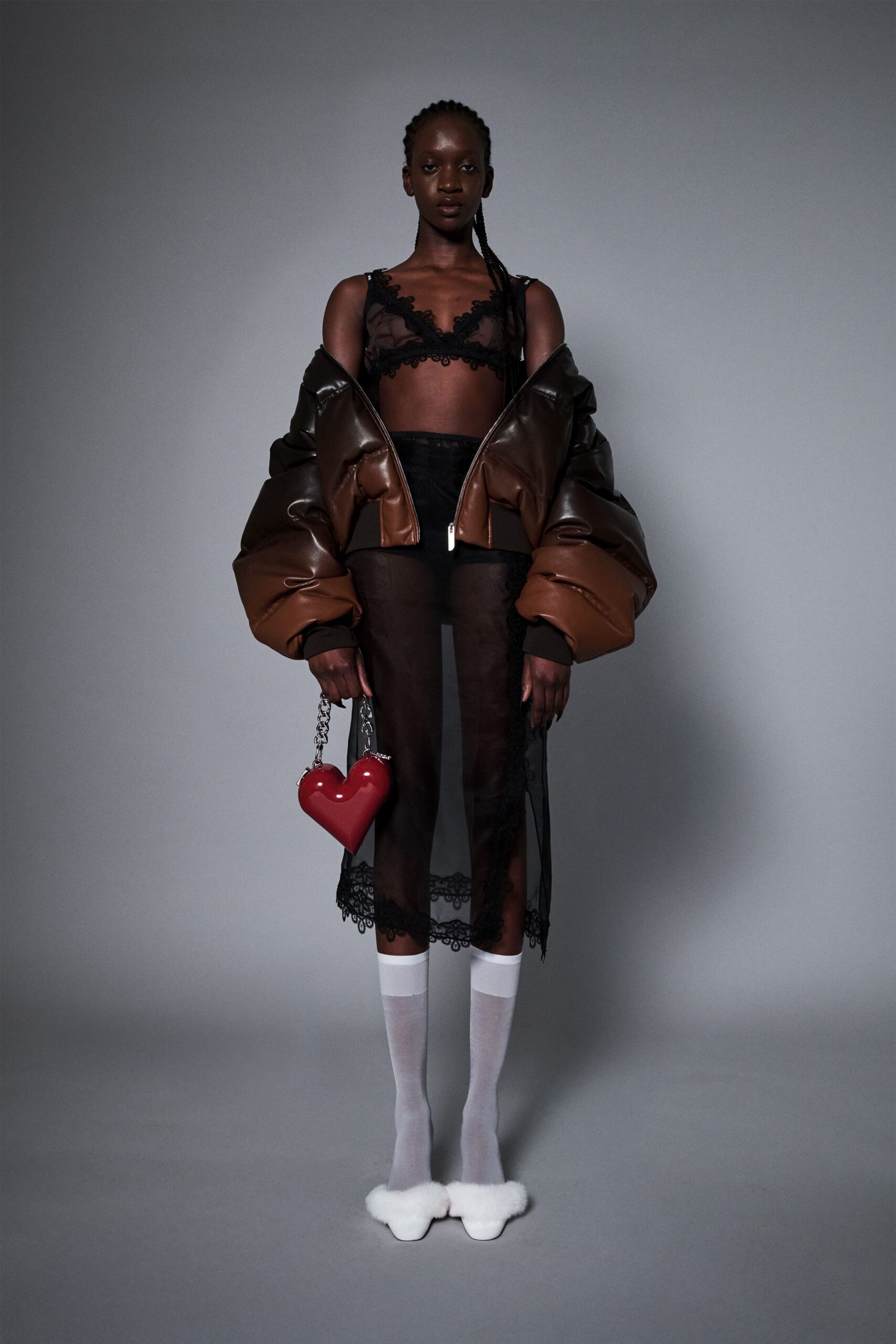 oversized brown leather jacket