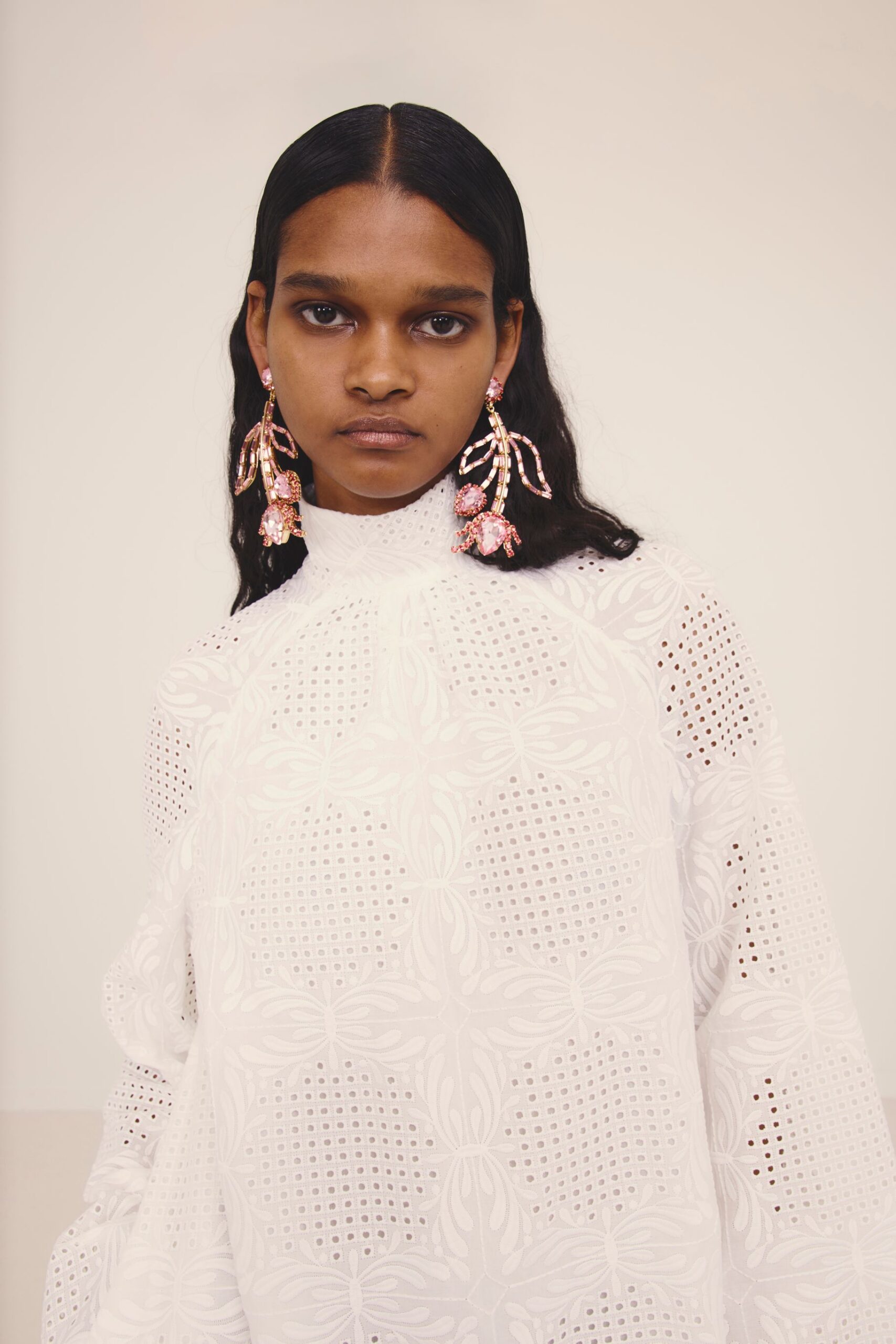 white embroidered long-sleeve top