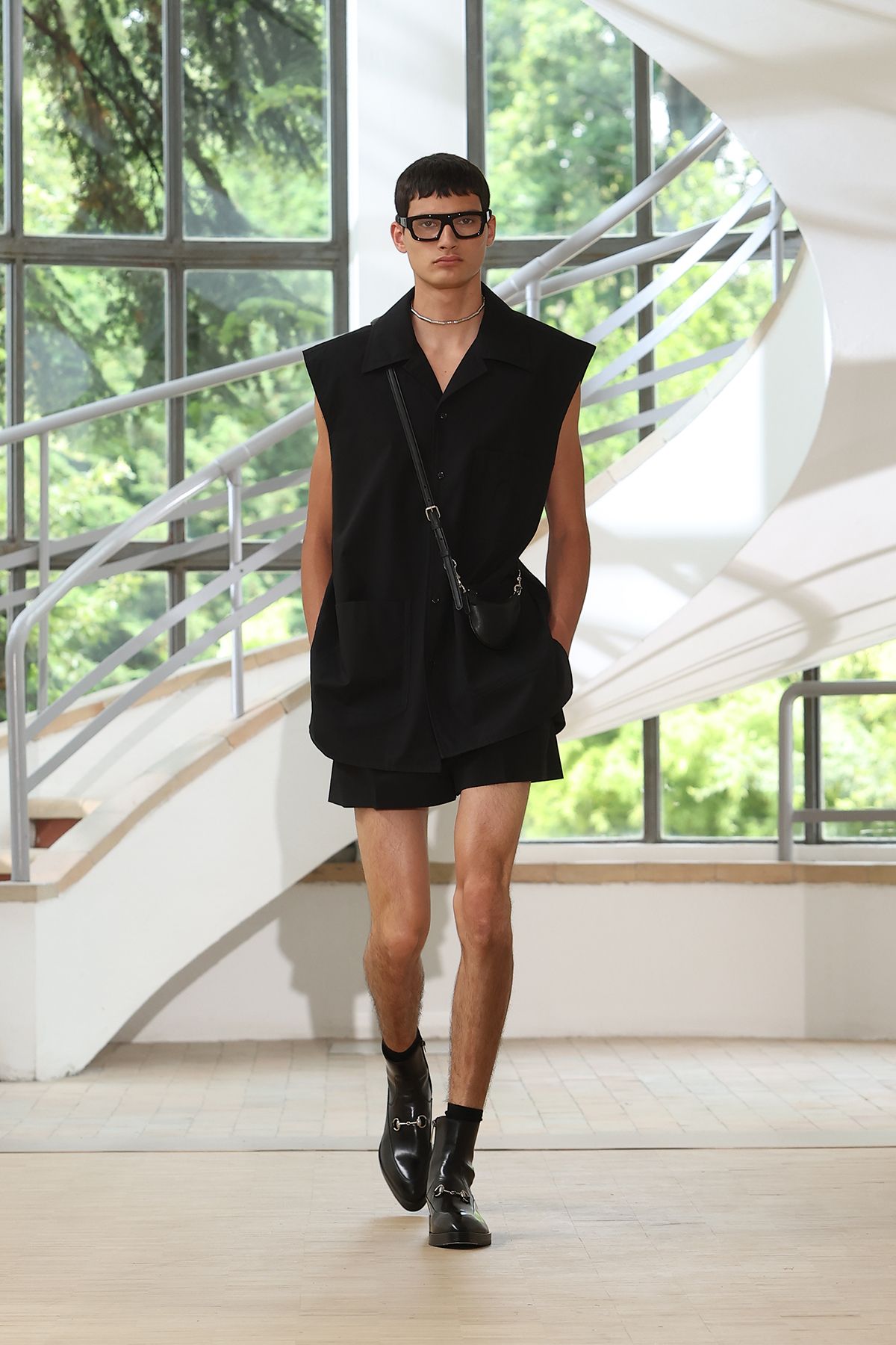 black sleeveless shirt and shorts