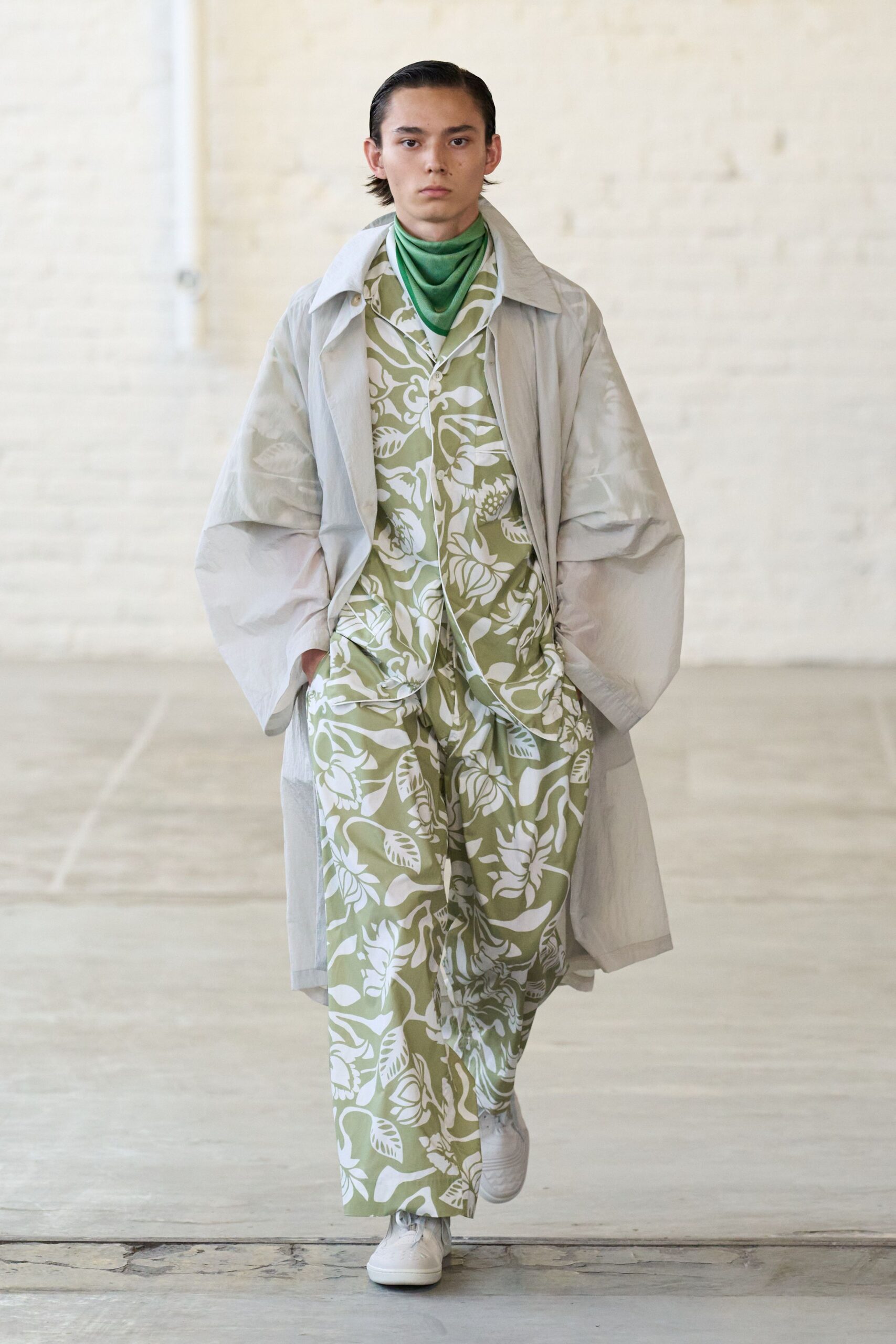 green cotton sleeveless collared fitted printed jumpsuit