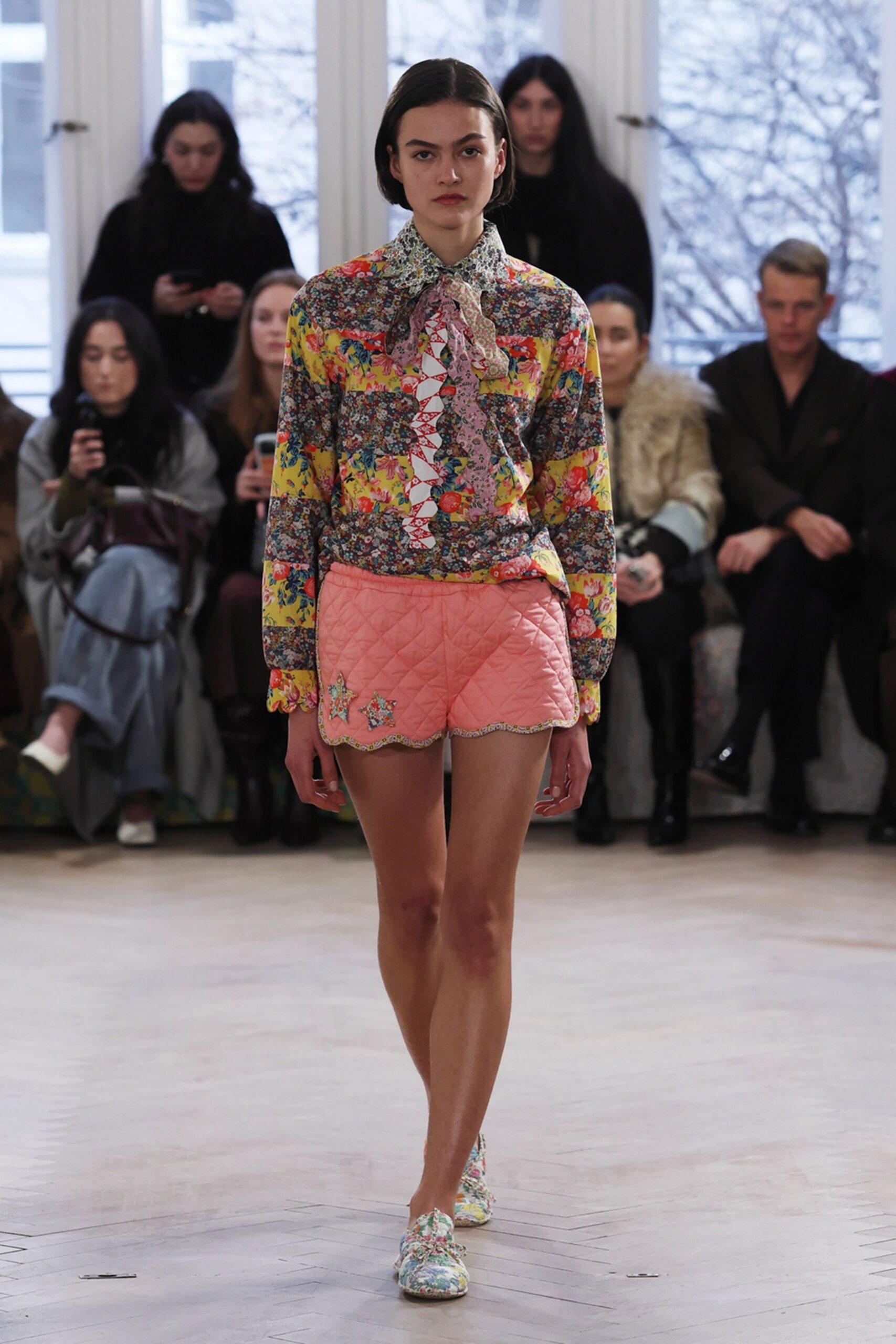 multi cotton long-sleeve collared fitted floral buttoned shirt