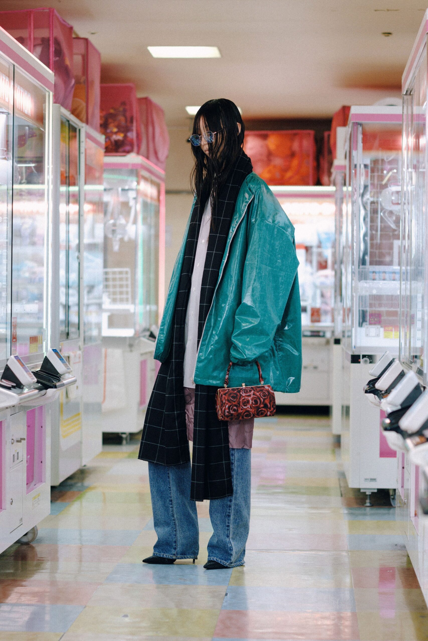 green vinyl oversized jacket